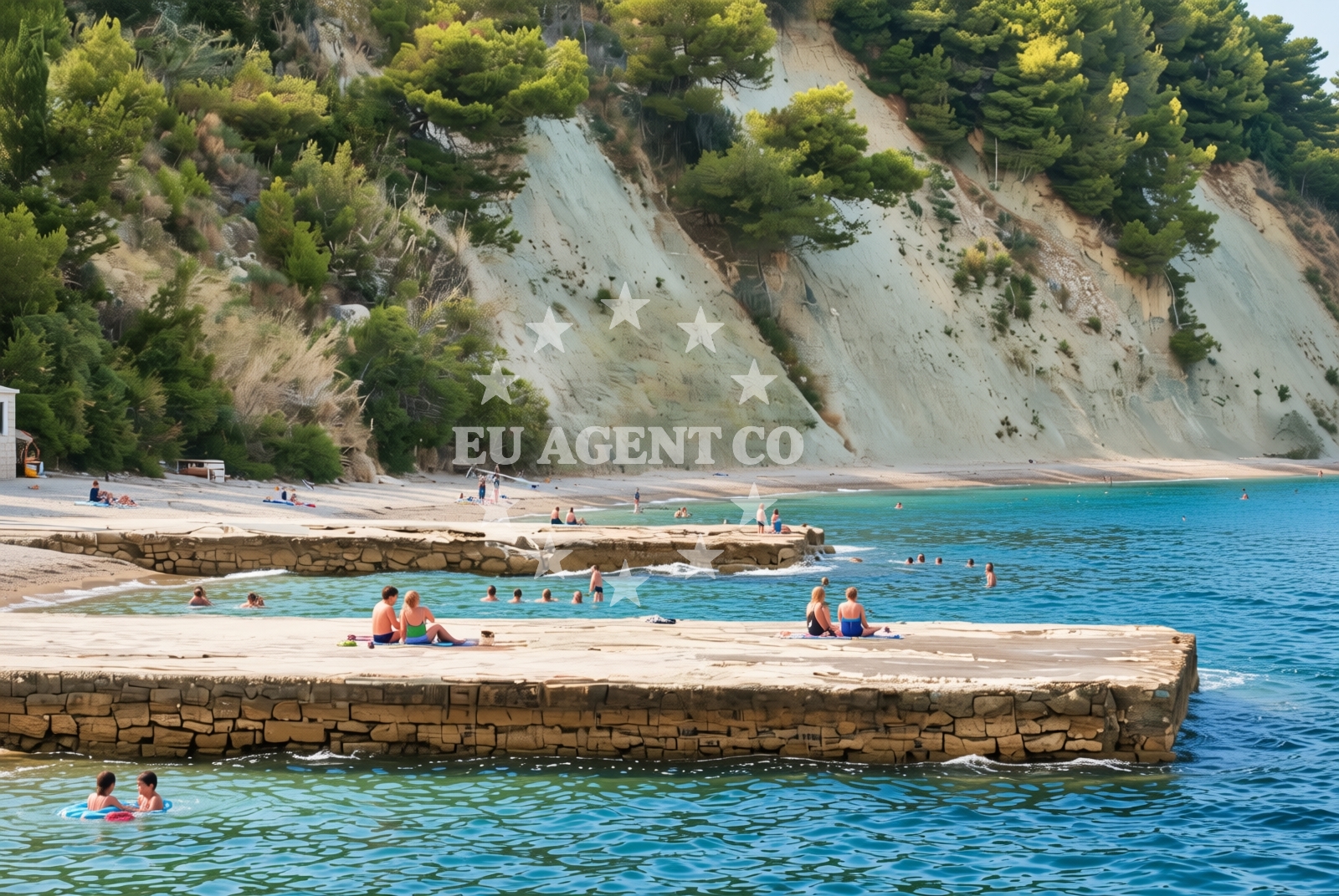 Sea and coastal view of Duilovo istok, Split Beach in Duilovo istok