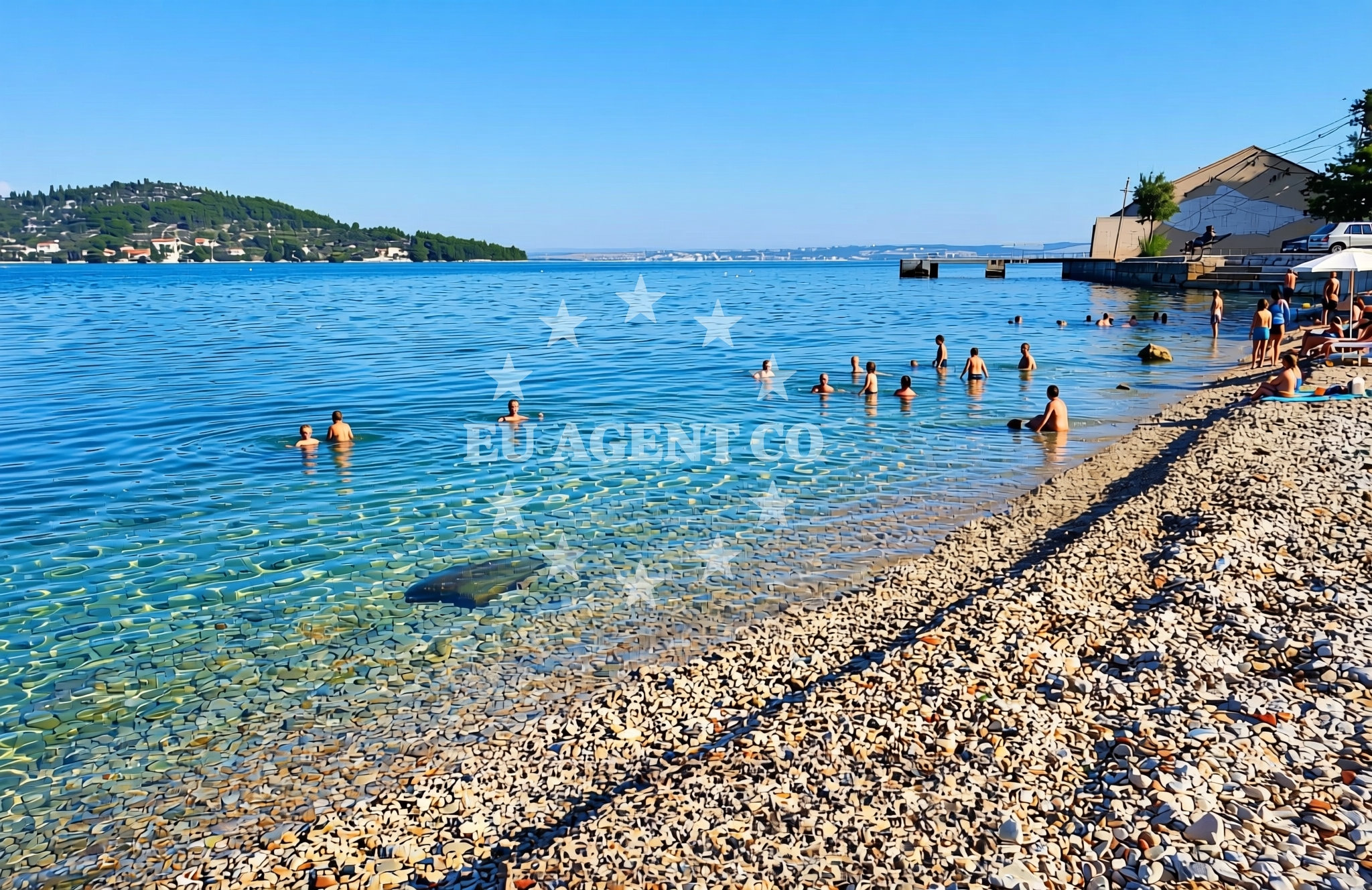 Sea and coastal view of Dundov, Kali (Ugljan) Beach in Dundov