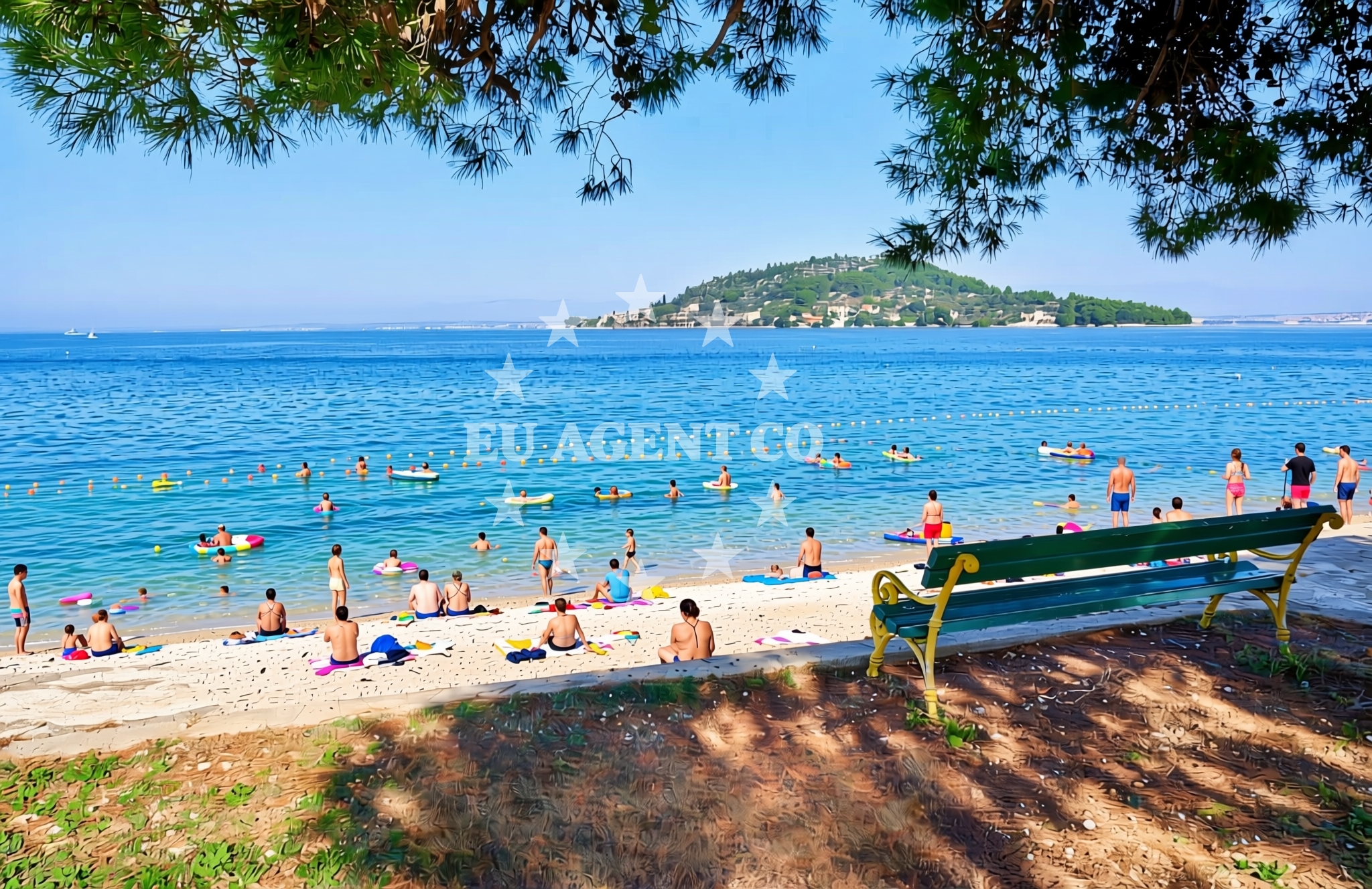 Beach facilities and surroundings at Dundov, Kali (Ugljan) Beach in Dundov