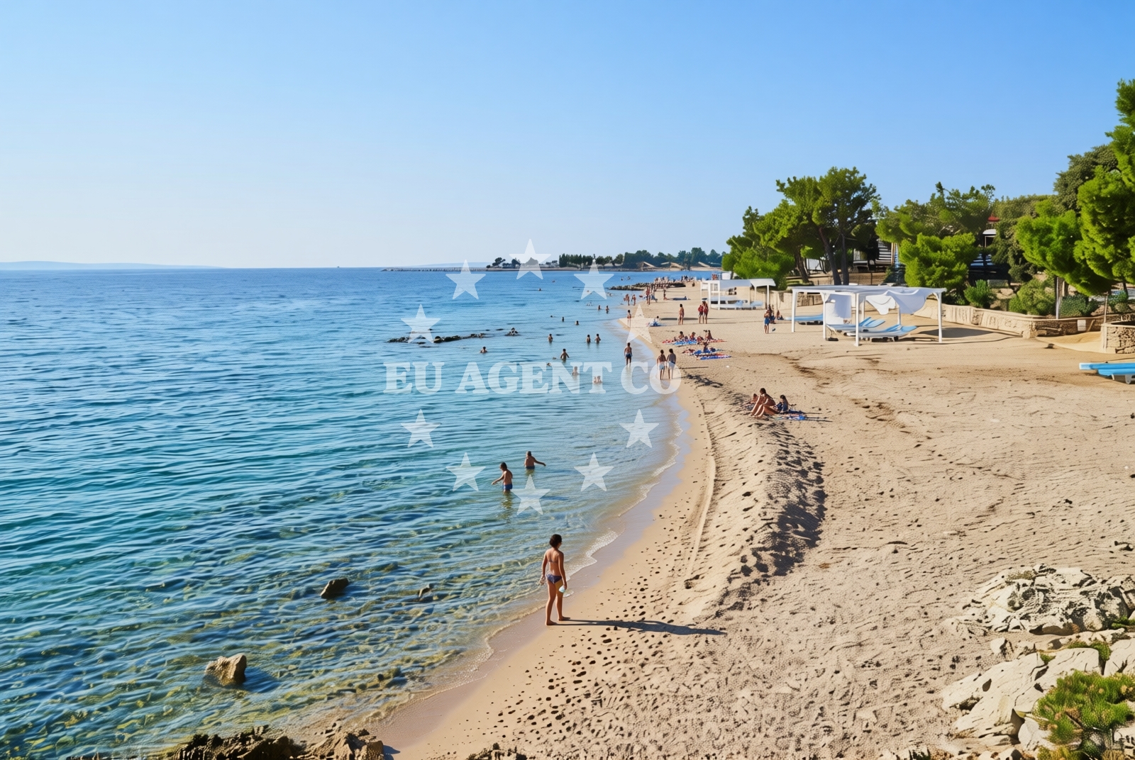 Shoreline and swimming area at Dva mornara, Šimuni (Pag) Beach in Dva mornara