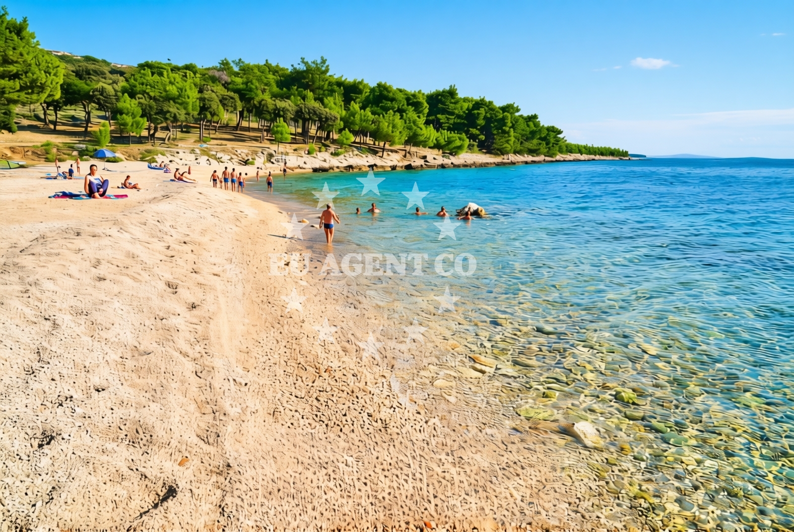 Sea and coastal view of Dva mornara, Šimuni (Pag) Beach in Dva mornara