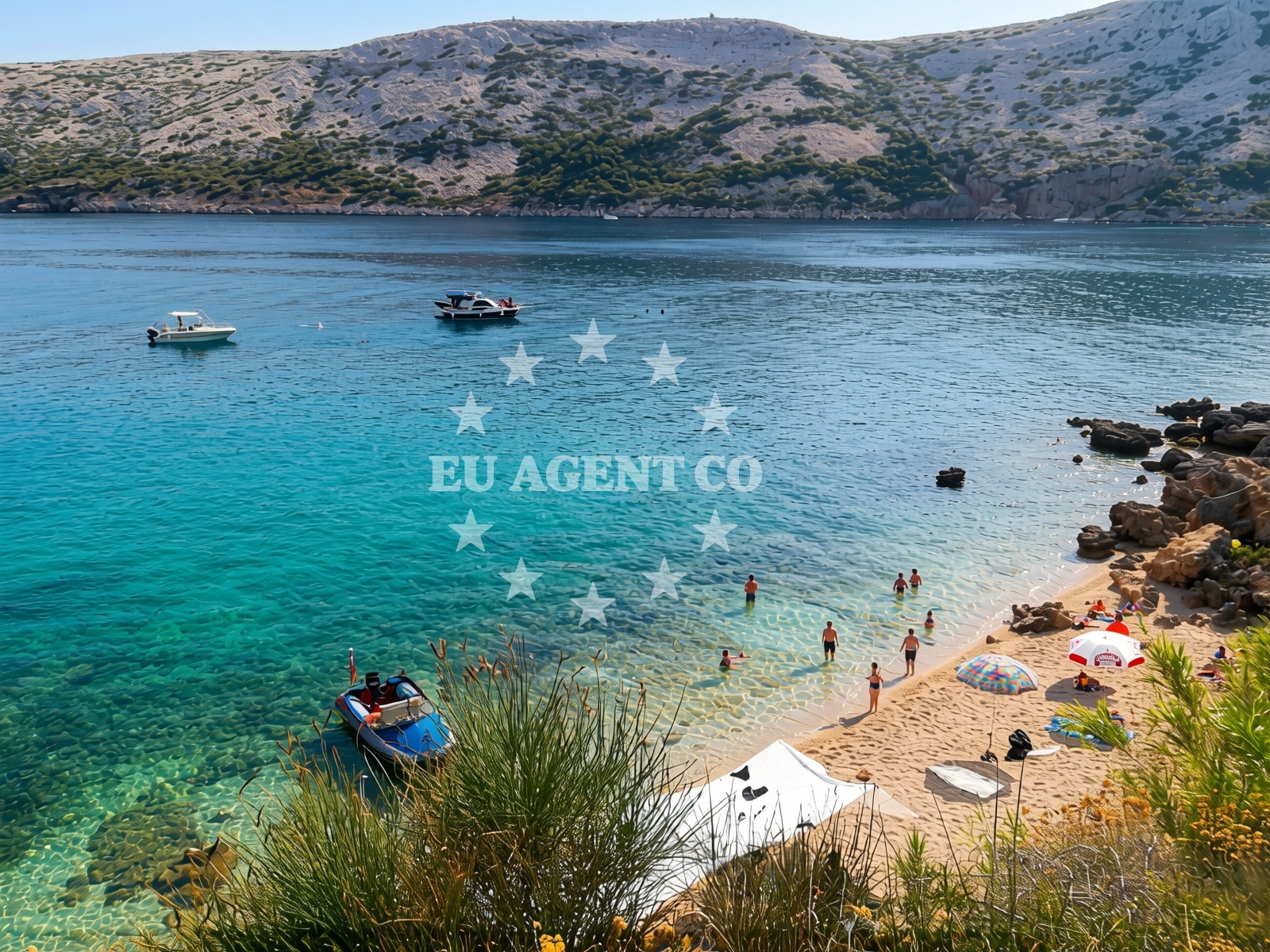 Overview of Edvina beach in 574 Barbat, Rab