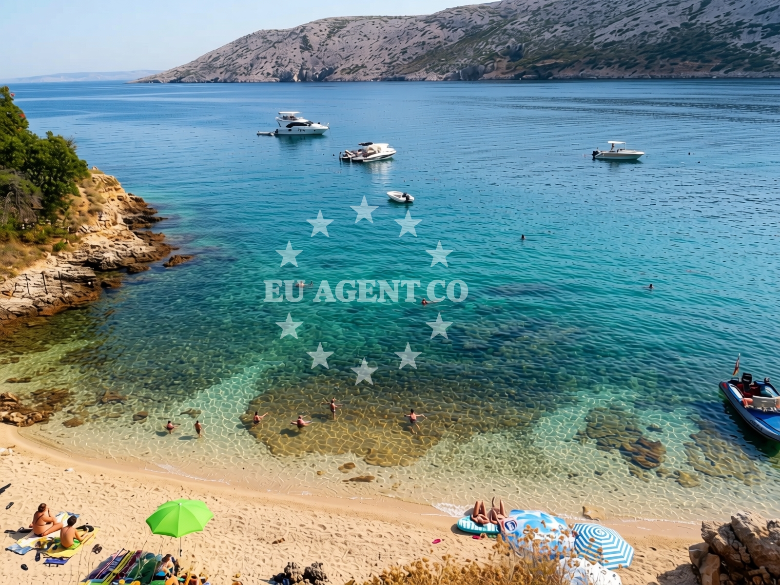 Shoreline and swimming area at Edvina beach in 574 Barbat, Rab