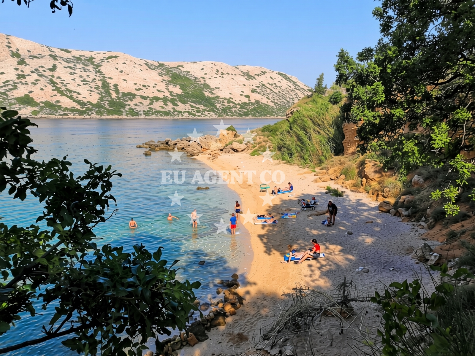 Sea and coastal view of Edvina beach in 574 Barbat, Rab