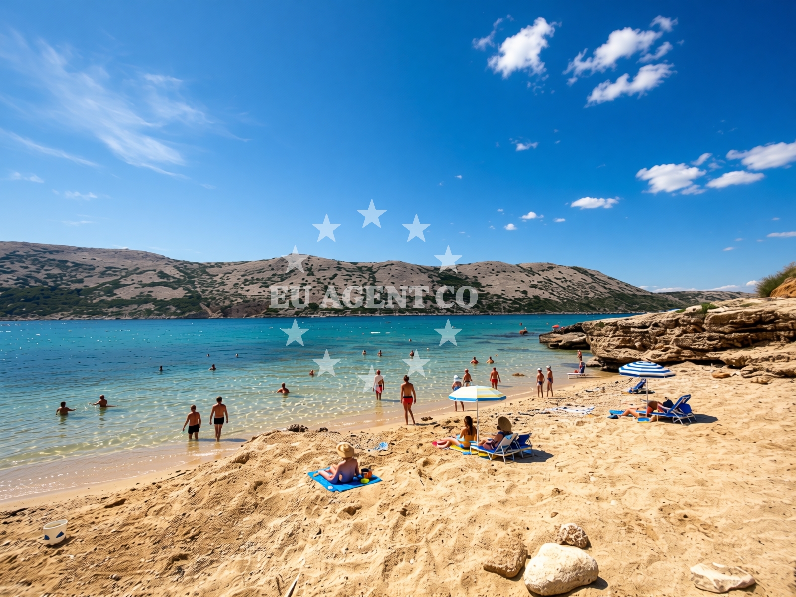Beach facilities and surroundings at Edvina beach in 574 Barbat, Rab