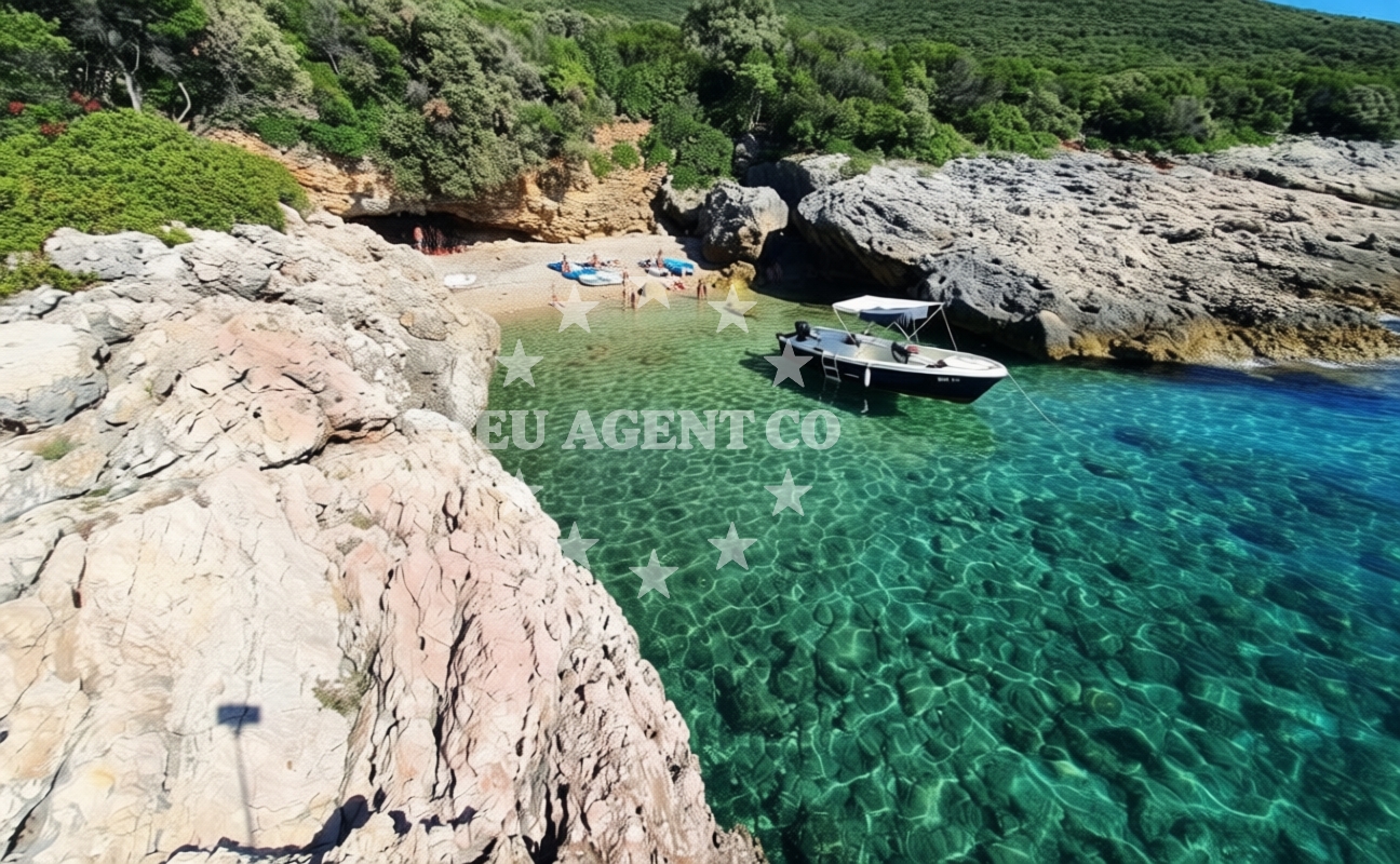 Sea and coastal view of Elfik beach in , Vidović