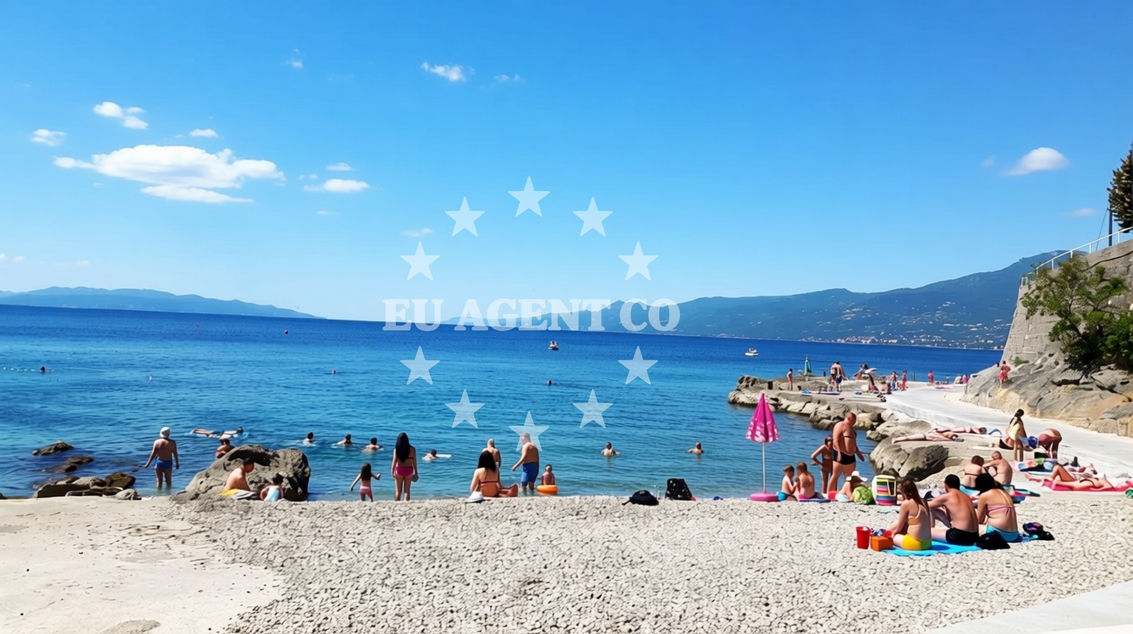 Shoreline and swimming area at Empeduja beach in Tencicevo ulica 6, Rijeka