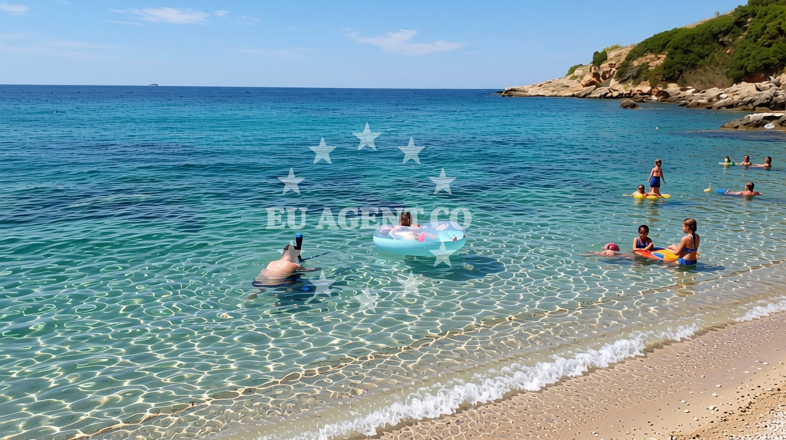 Shoreline and swimming area at Eva beach in Ivan Dolac 111, Ivan Dolac