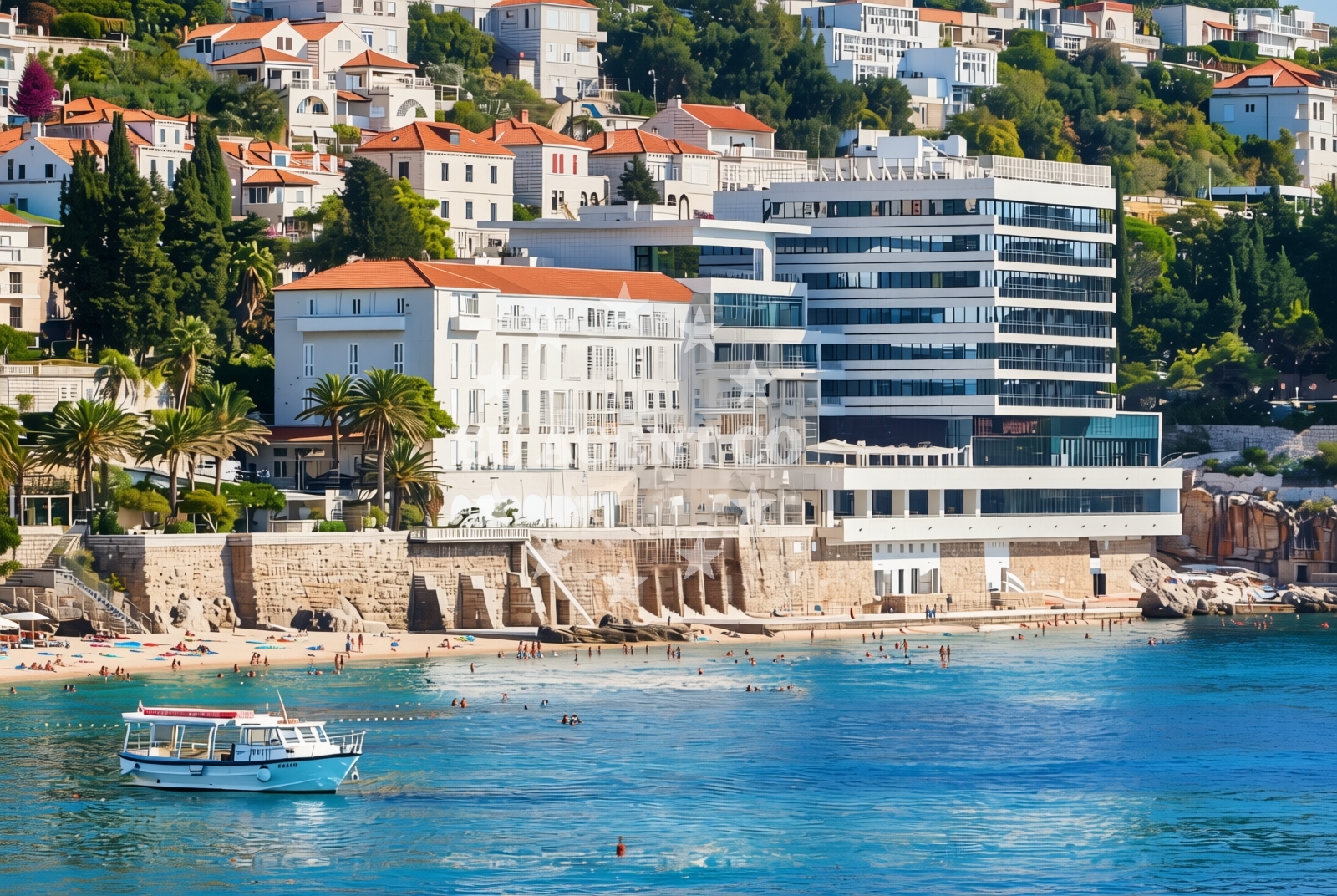 Shoreline and swimming area at Excelsior, Dubrovnik Beach in Excelsior