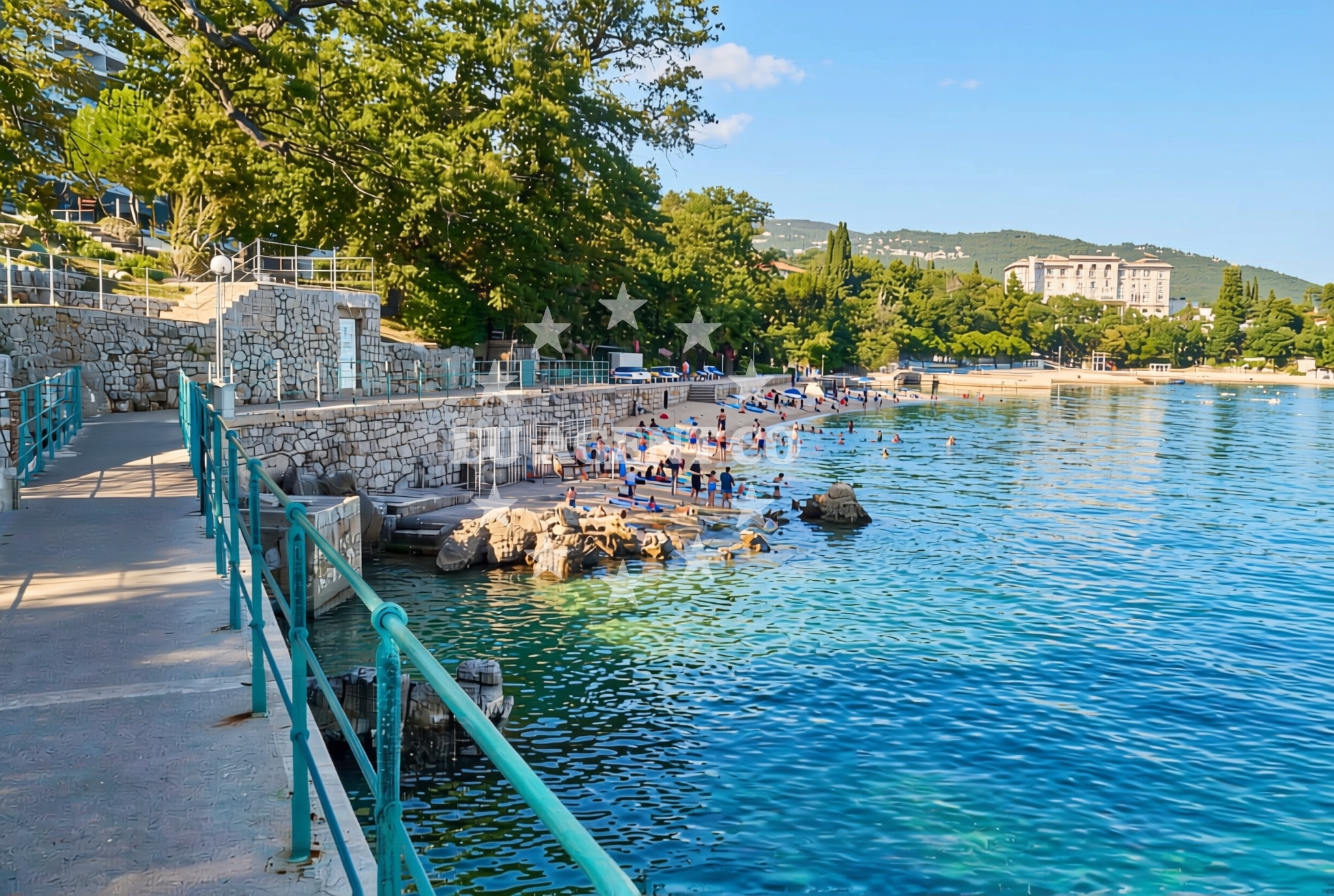 Shoreline and swimming area at Excelsior, Lovran Beach in Excelsior