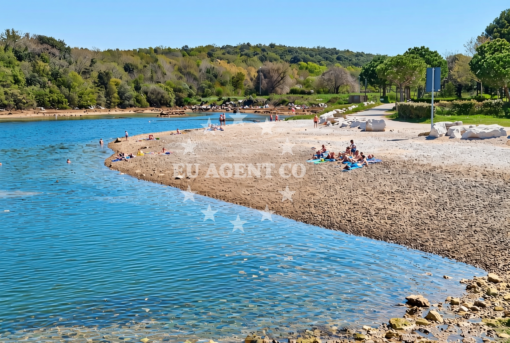 Sea and coastal view of Fajban (dog beach), Vrsar Beach in Fajban (plaža za pse)