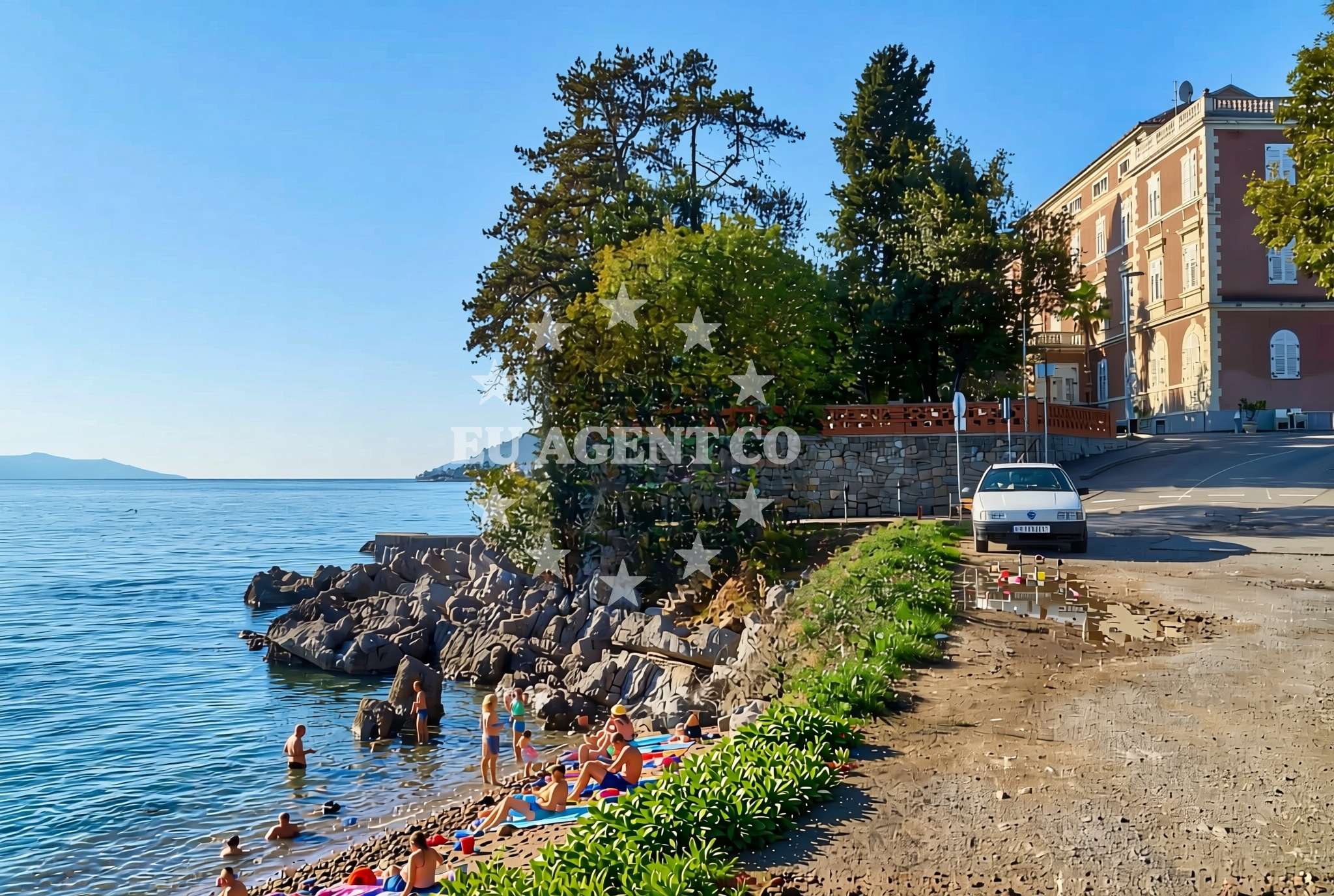 Sea and coastal view of Fakultet, Ika Beach in Fakultet