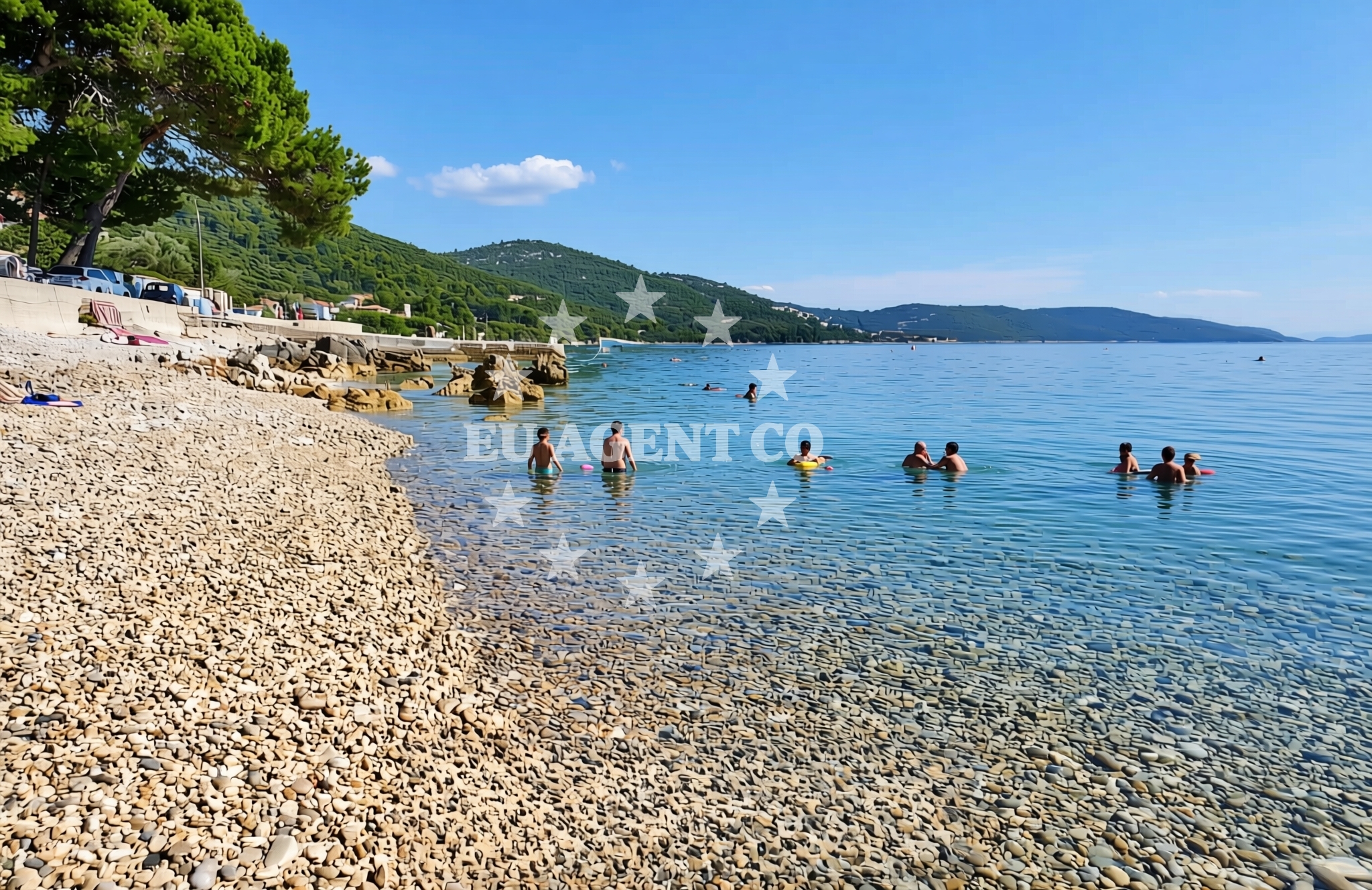 Overview of Feral, Martinšćica (Cres) Beach in Feral