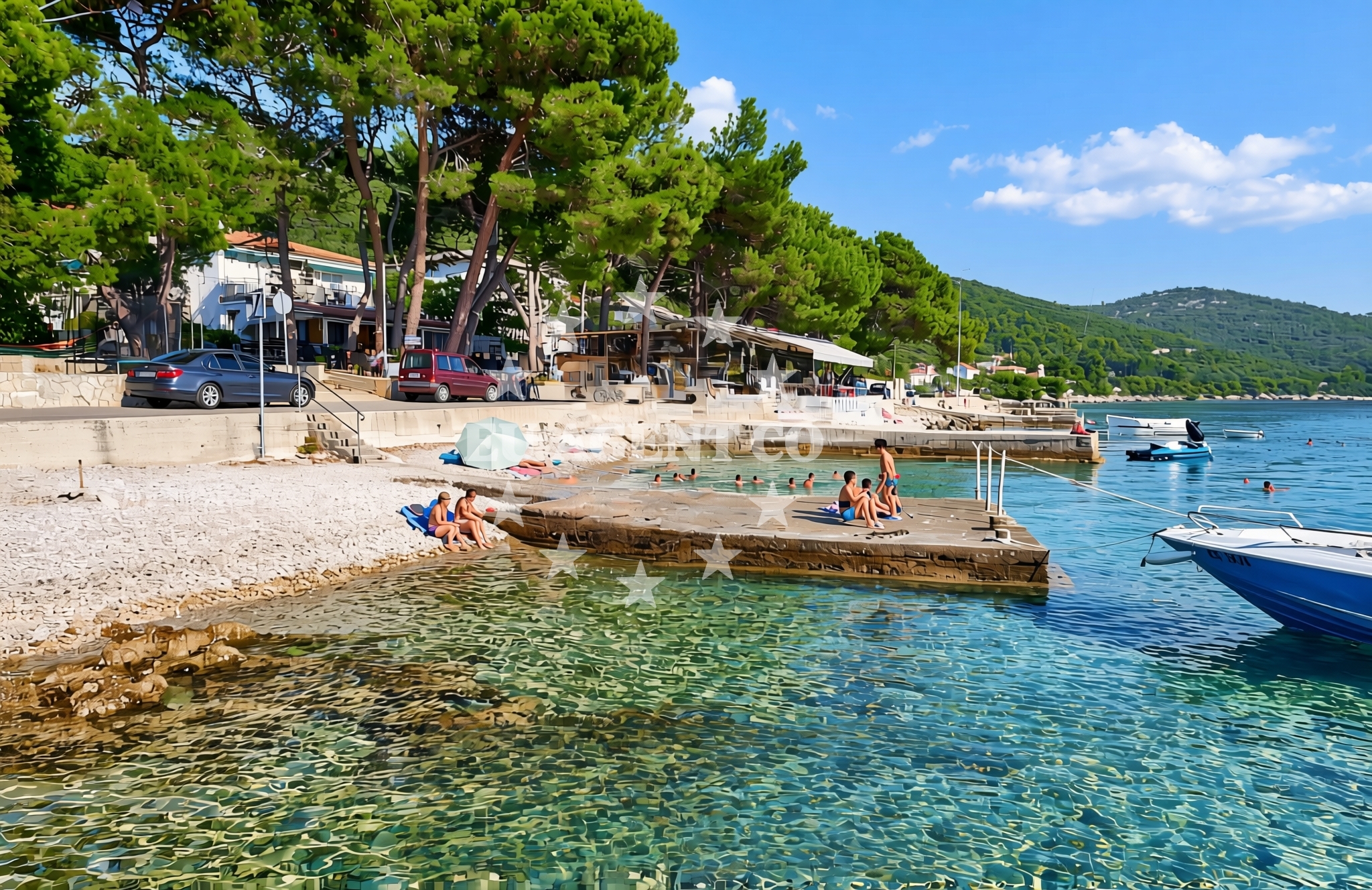 Shoreline and swimming area at Feral, Martinšćica (Cres) Beach in Feral
