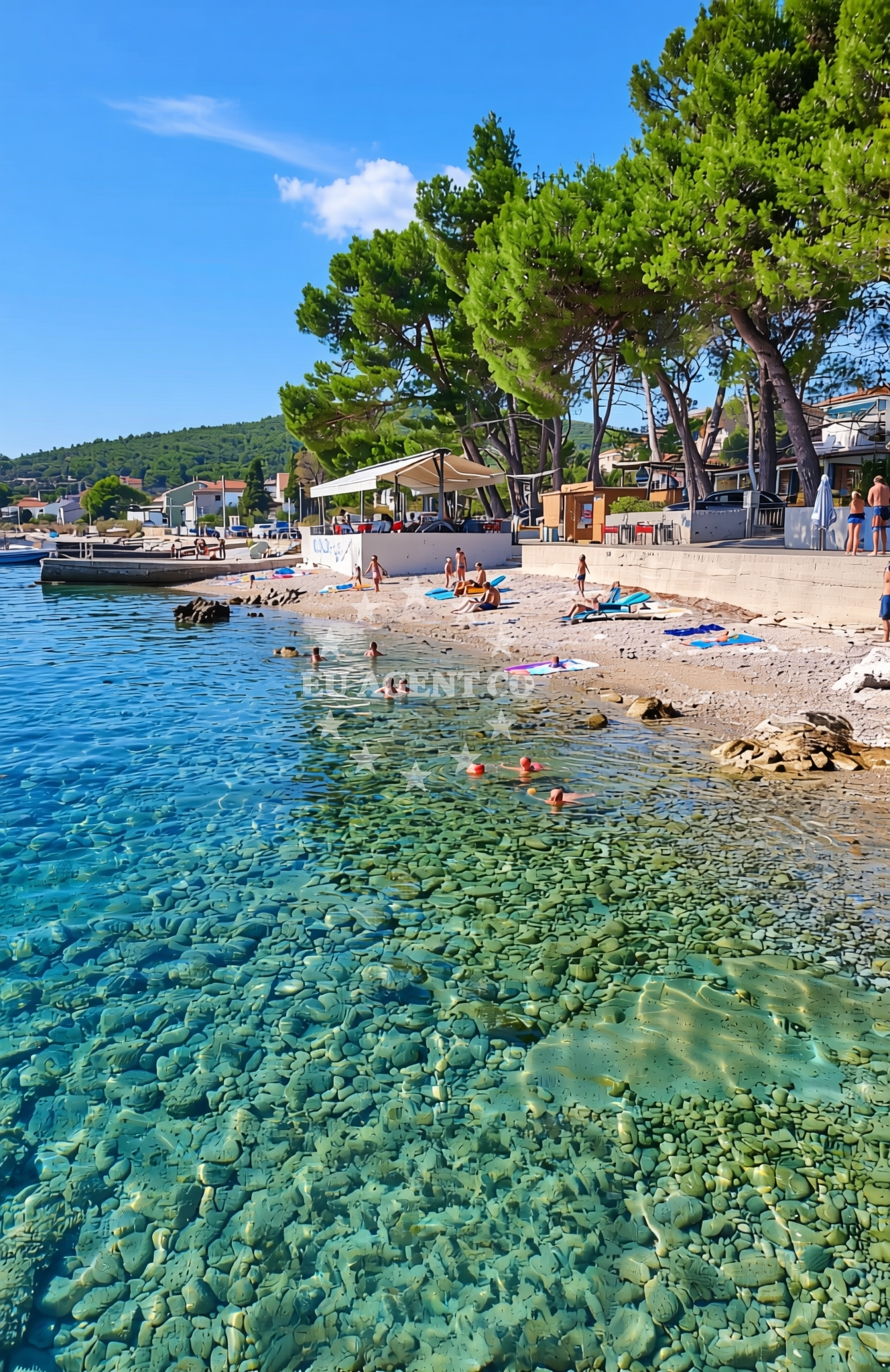 Sea and coastal view of Feral, Martinšćica (Cres) Beach in Feral