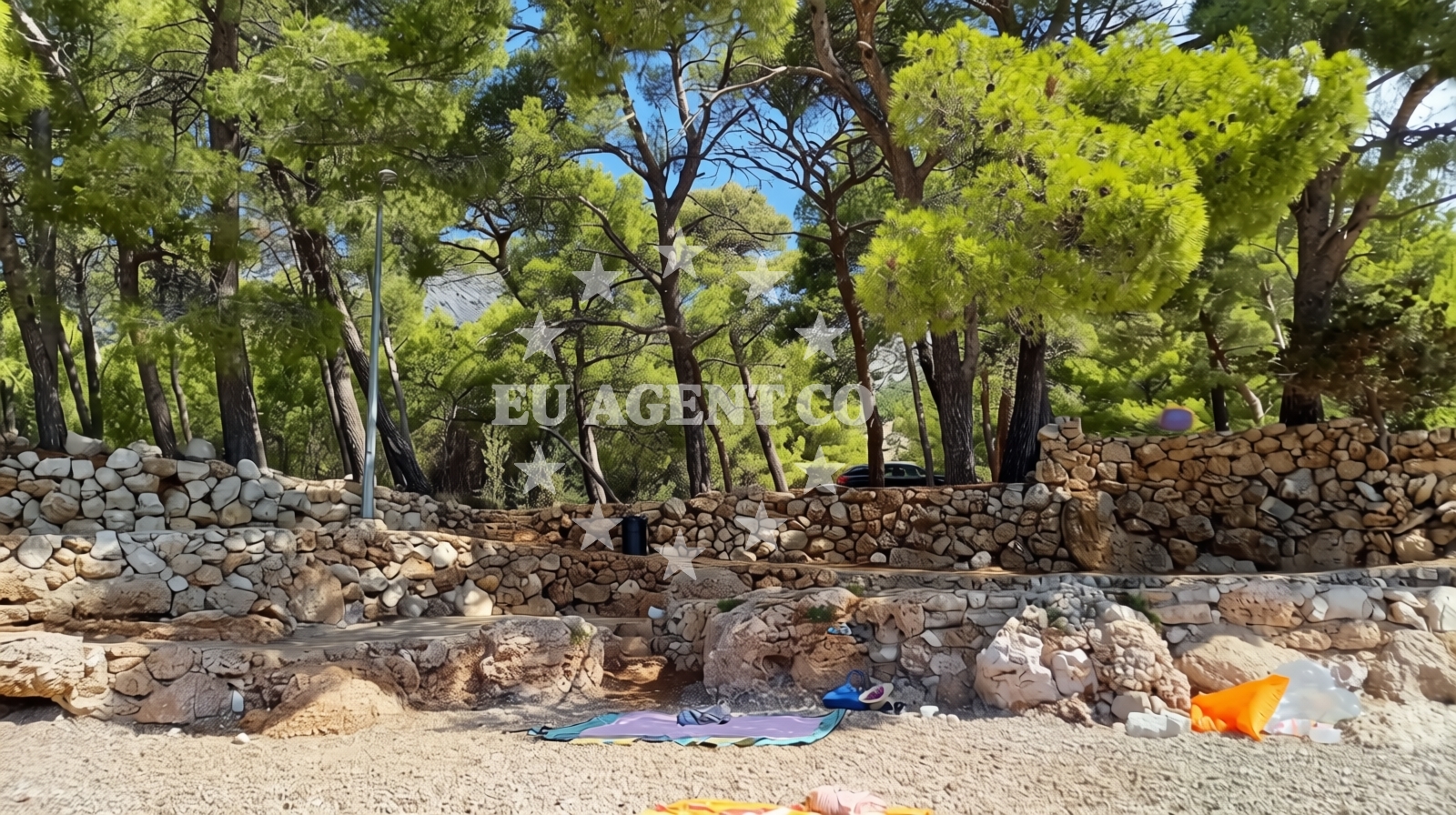 Beach facilities and surroundings at Feronija beach in , Ivan Dolac