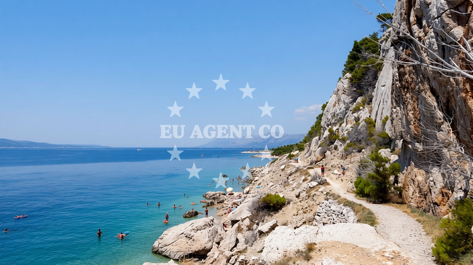 Shoreline and swimming area at FKK beach in Kuk 4D, Makarska, Makarska