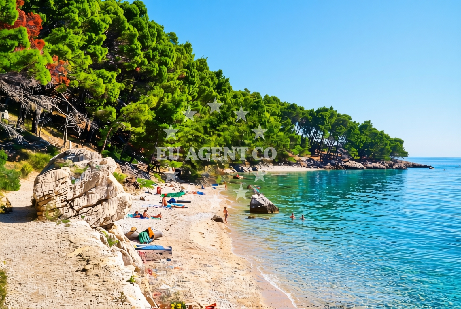 Sea and coastal view of FKK beach in Kuk 4D, Makarska, Makarska