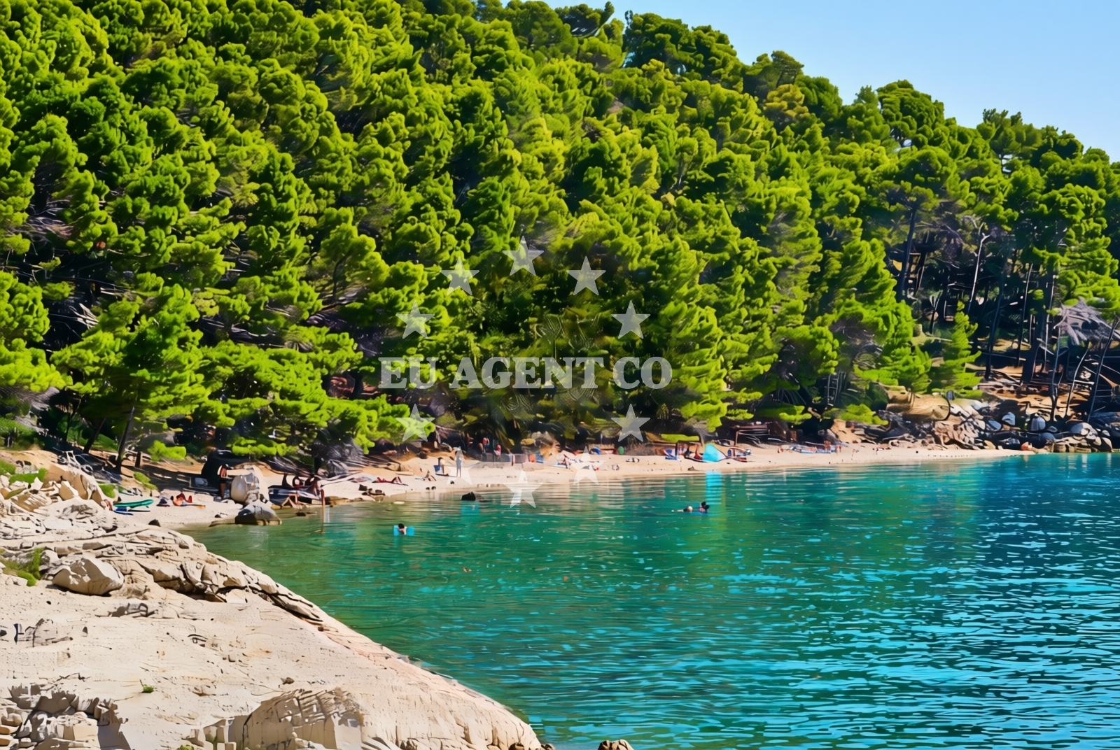 Beach facilities and surroundings at FKK beach in Kuk 4D, Makarska, Makarska
