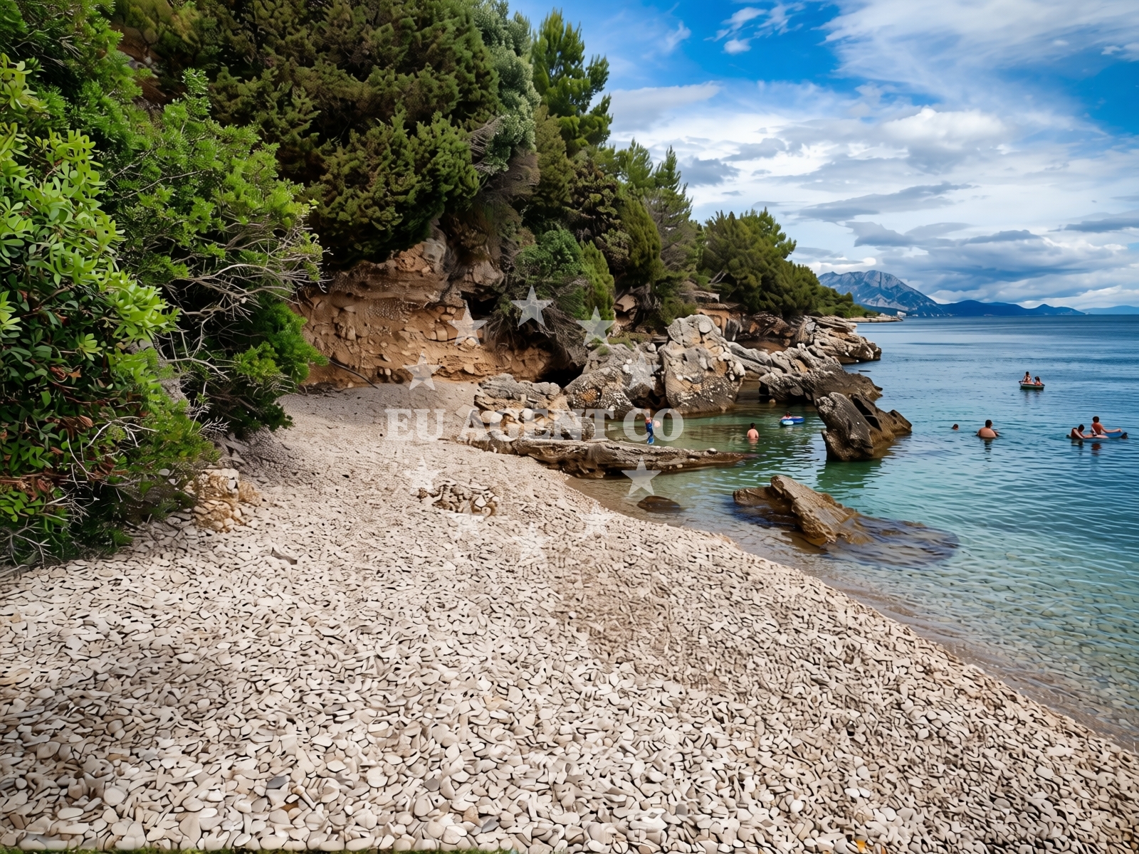 Sea and coastal view of FKK Drvenik Beach in Donja Vala, Drvenik
