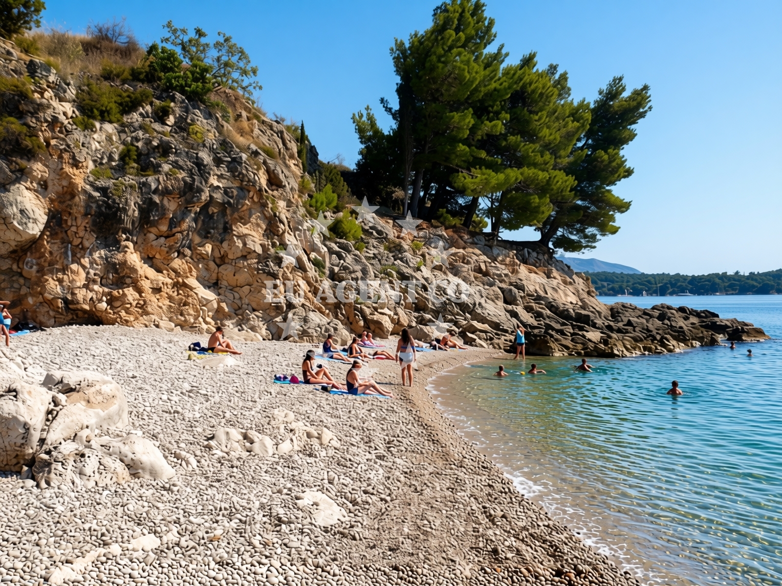 Sea and coastal view of FKK Nudist Beach Cavtat in Od Žala 1, Cavtat