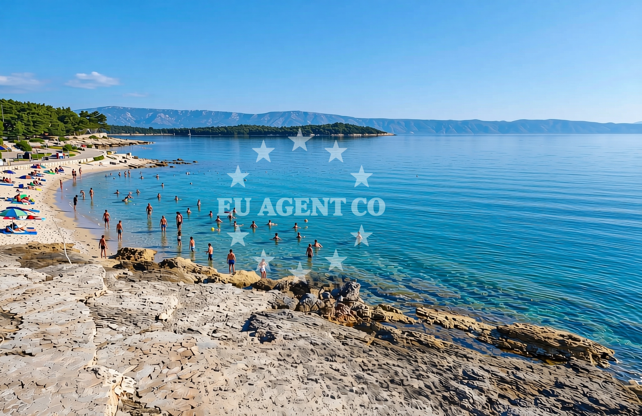 Sea and coastal view of Fontana, Jelsa (Hvar) Beach in Fontana