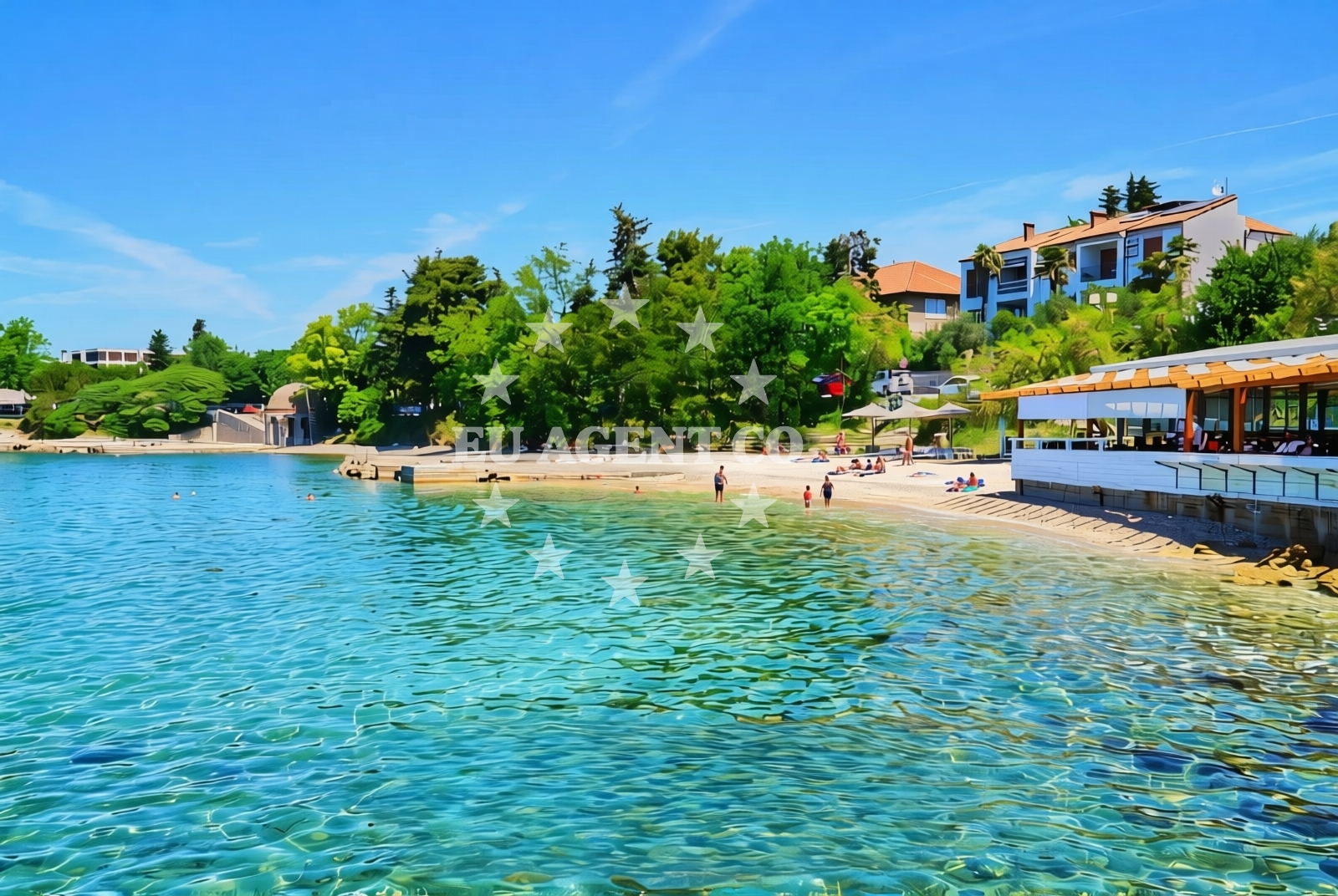 Shoreline and swimming area at Fontana, Zadar Beach in Fontana