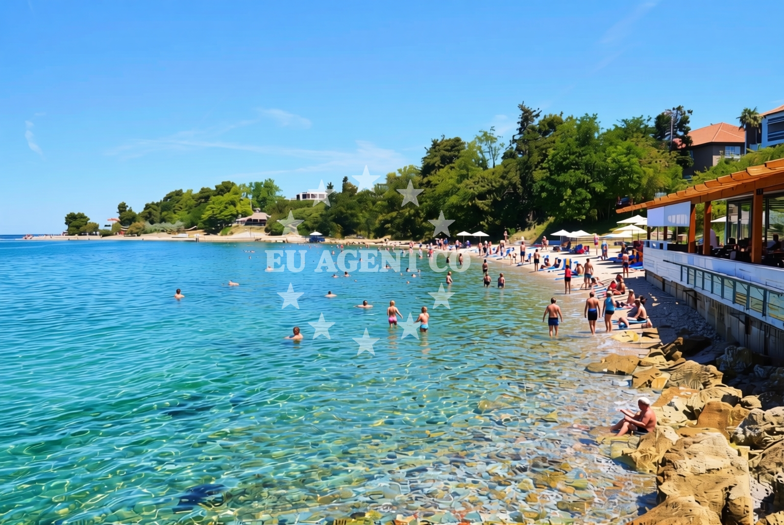 Sea and coastal view of Fontana, Zadar Beach in Fontana