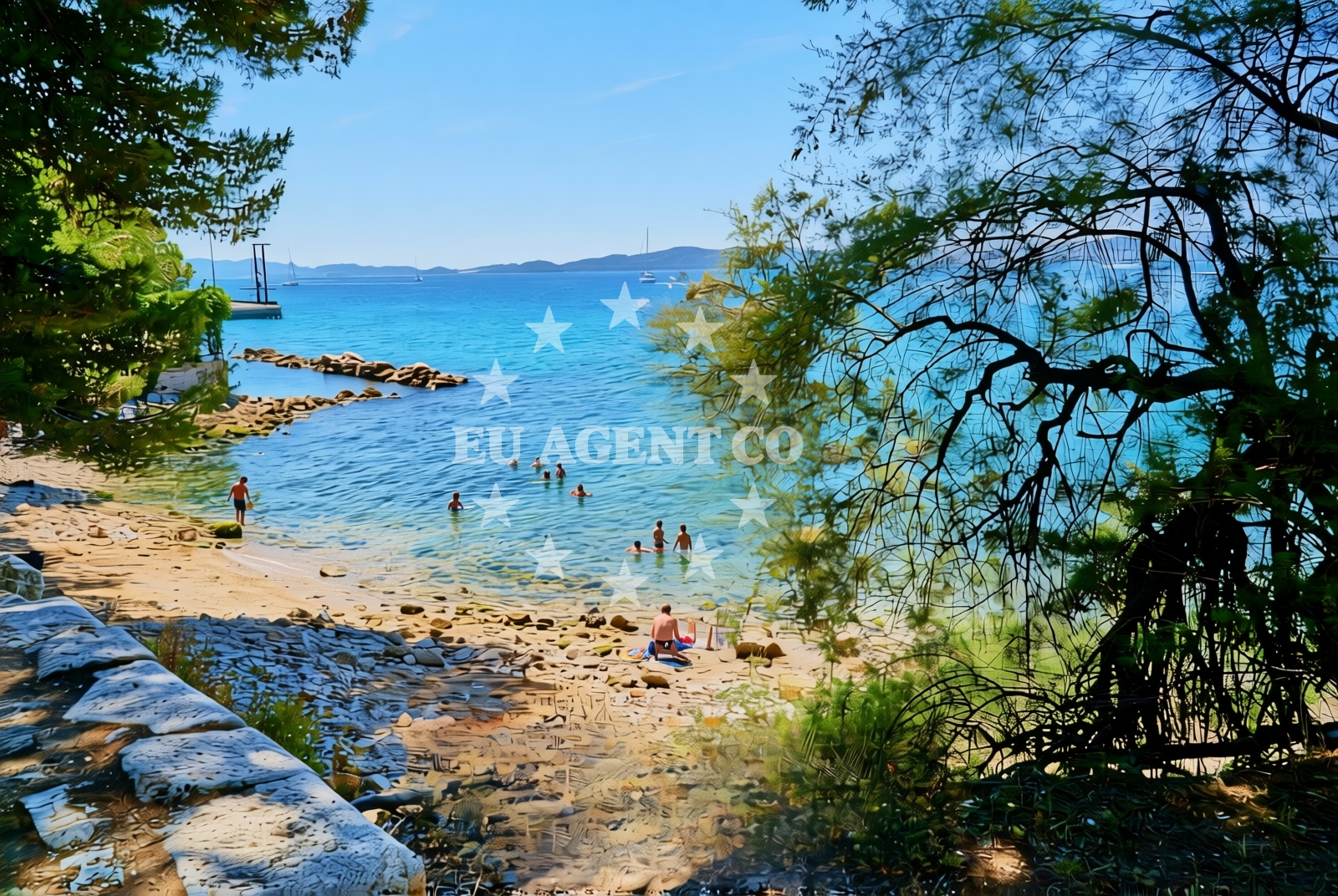 Shoreline and swimming area at Foša, Zadar Beach in Foša