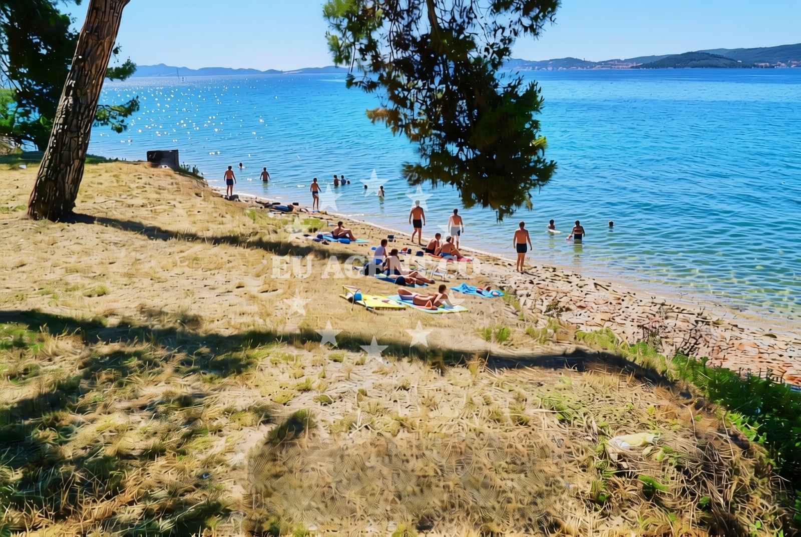Sea and coastal view of Foša, Zadar Beach in Foša