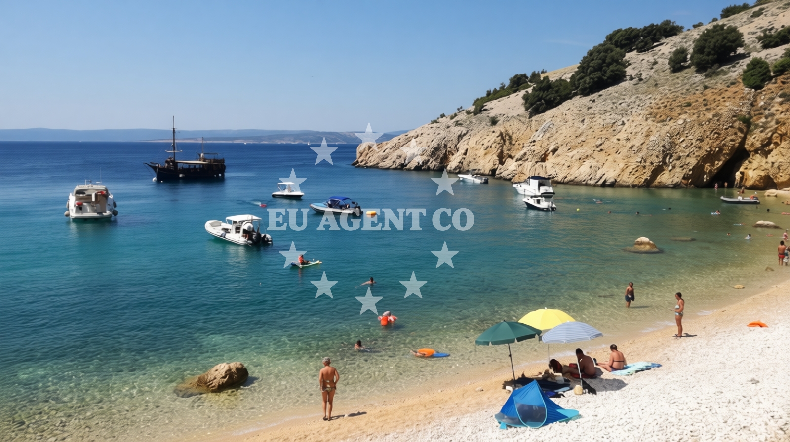 Beach facilities and surroundings at Fox Bay in Vela Draga 21, Punat, Punat