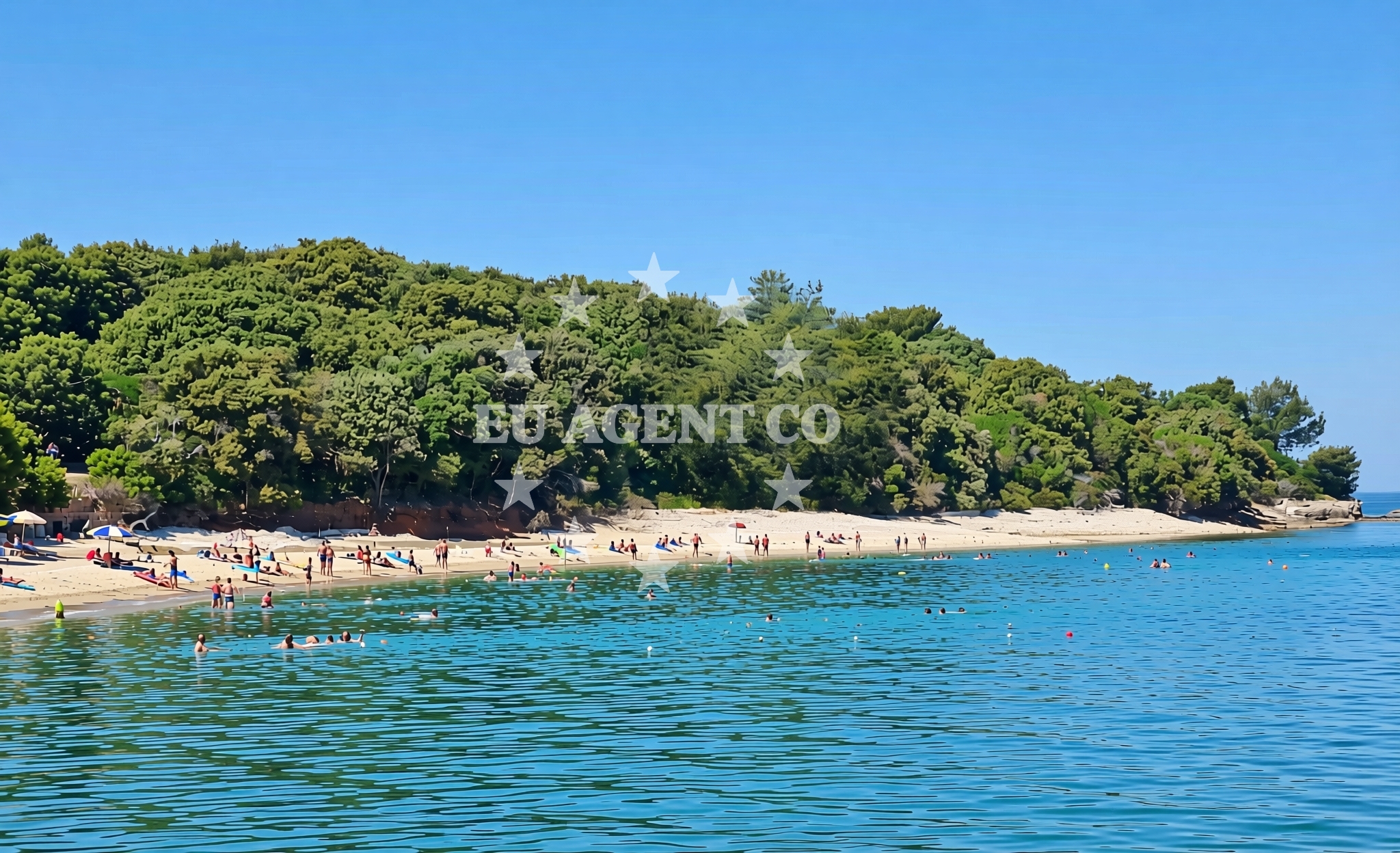 Sea and coastal view of Frašker, Banjole Beach in Frašker