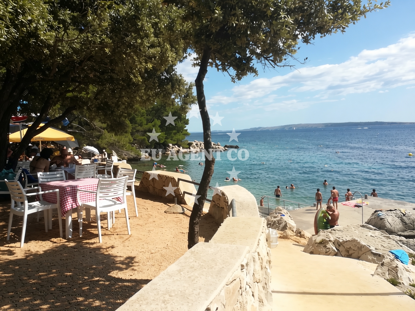 Sea and coastal view of Frkanj beach in KAMPOR 68 B,E,F,G Apartments, Rab