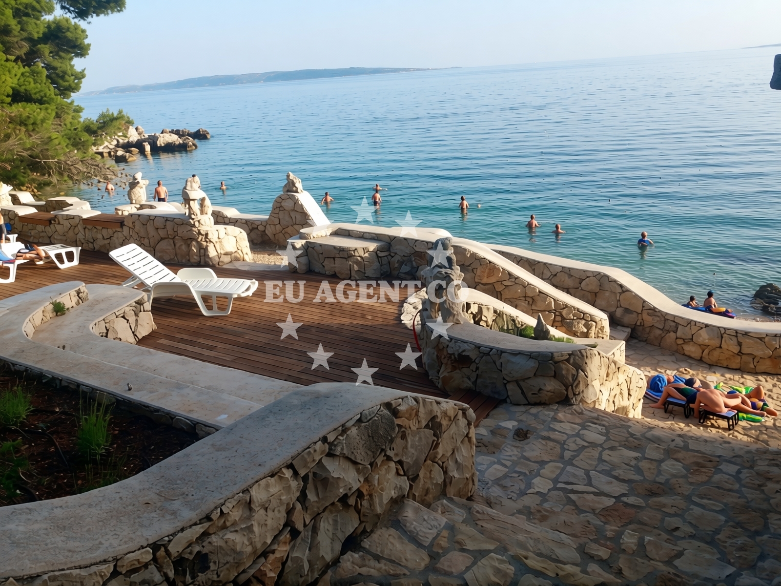 Beach facilities and surroundings at Frkanj beach in KAMPOR 68 B,E,F,G Apartments, Rab