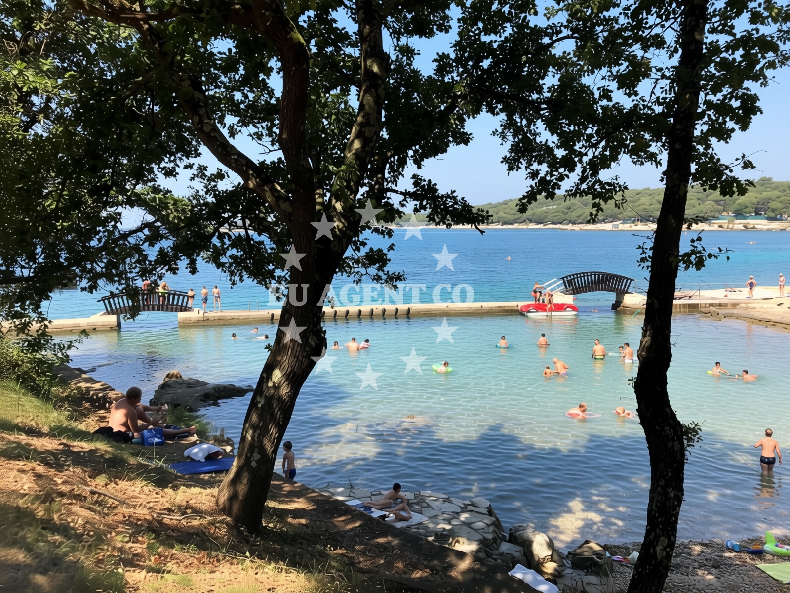 Sea and coastal view of Frnazina beach in Grgeti 1A, Funtana