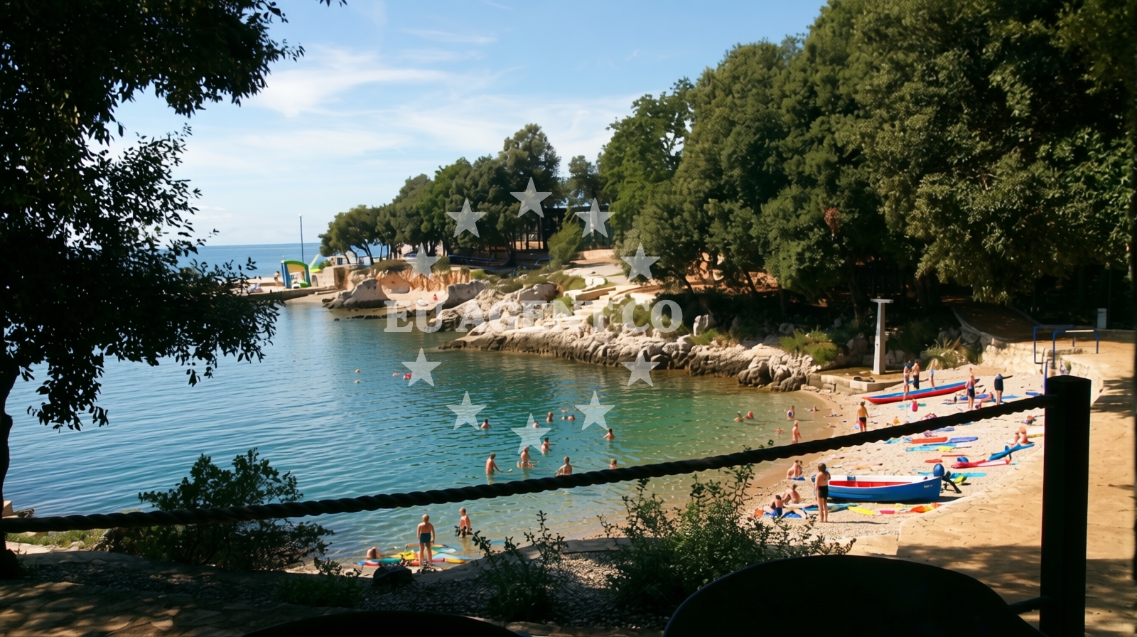 Beach facilities and surroundings at Frnazina beach in Grgeti 1A, Funtana