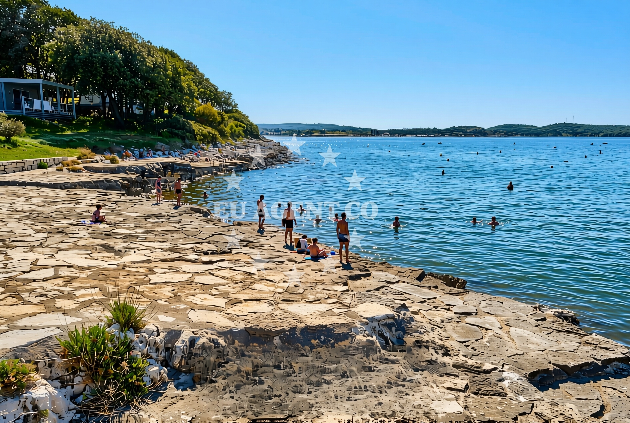 Shoreline and swimming area at Fujaga, Vrsar Beach in Fujaga