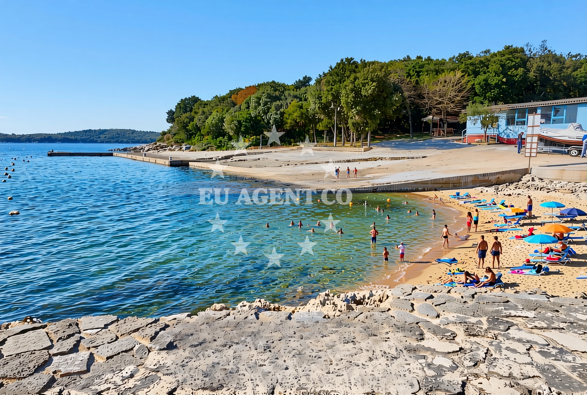 Sea and coastal view of Fujaga, Vrsar Beach in Fujaga