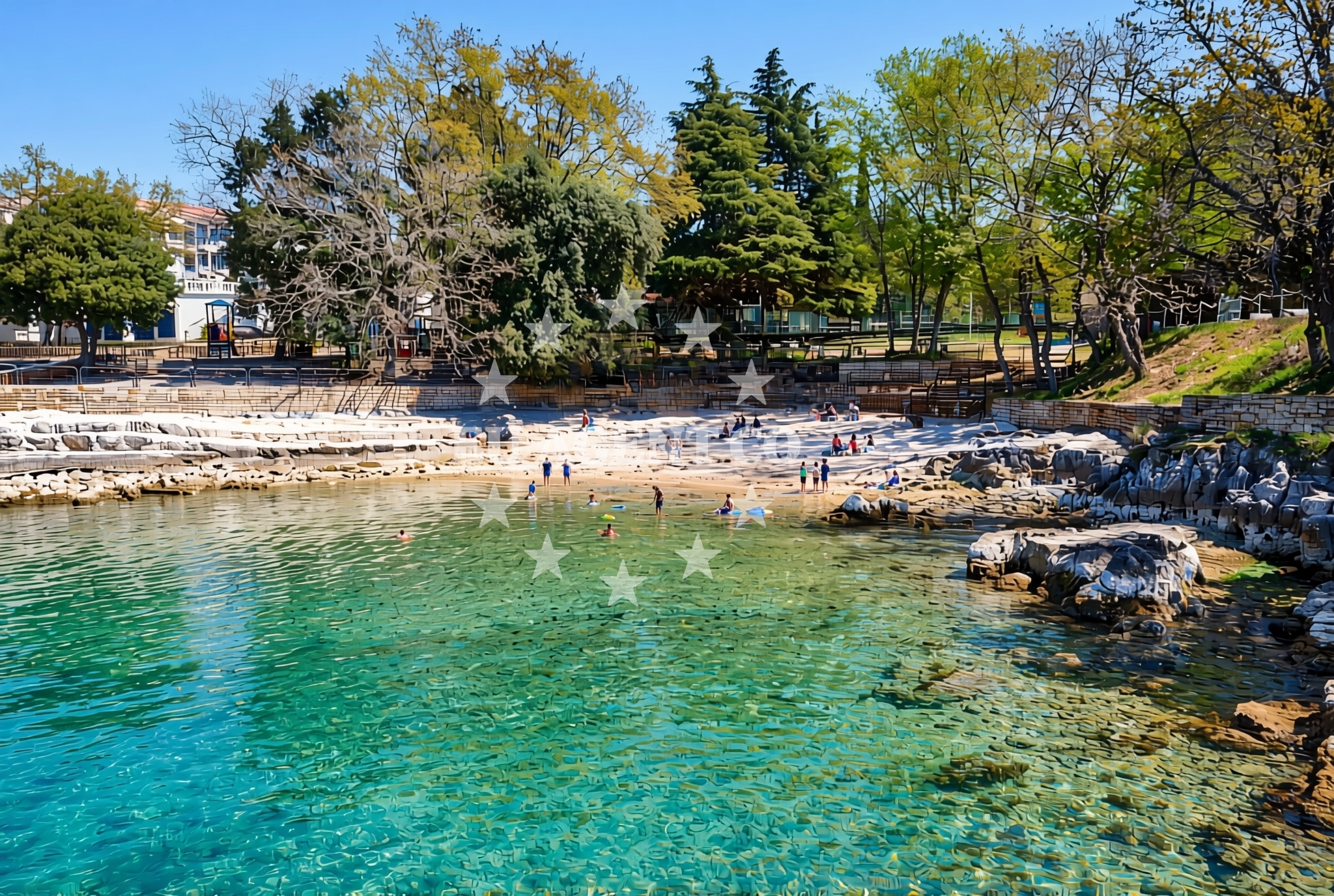 Overview of Funtana, Funtana Beach in Funtana