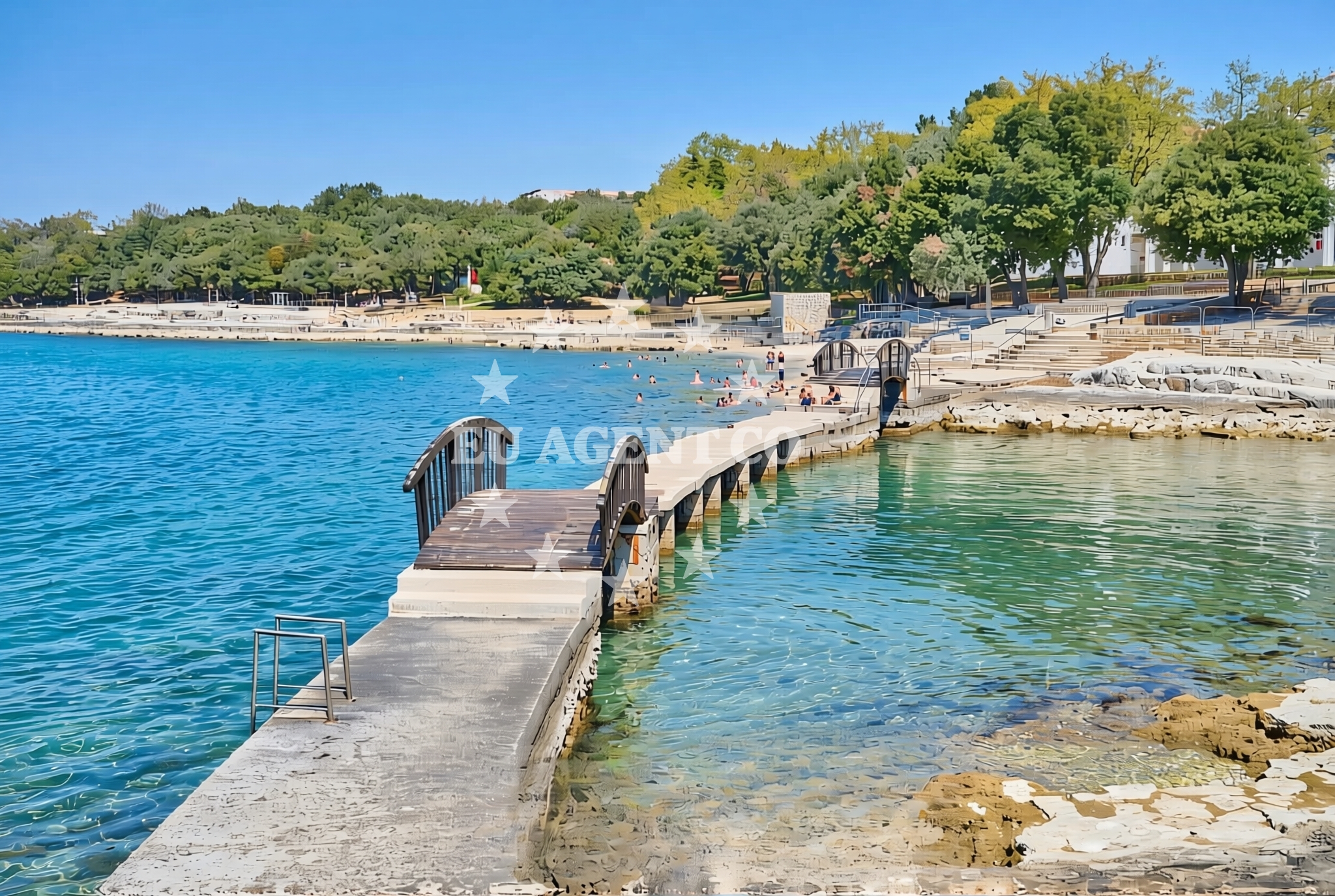 Shoreline and swimming area at Funtana, Funtana Beach in Funtana