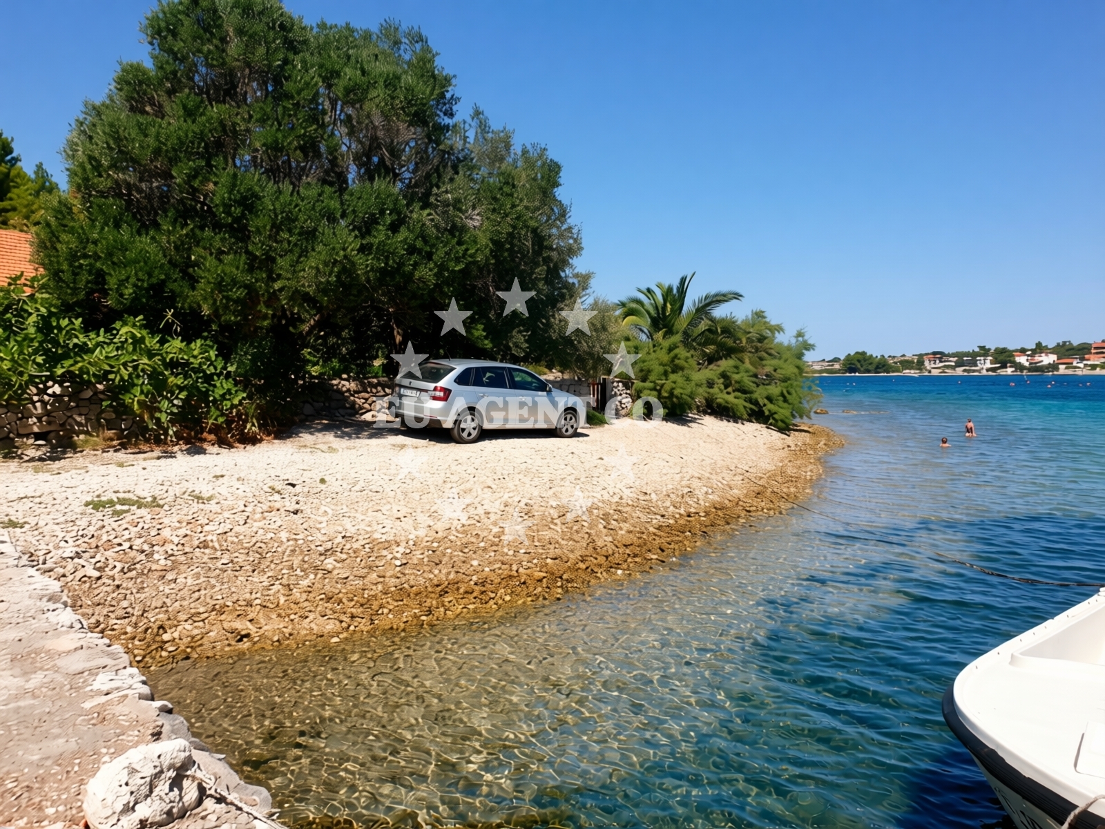 Overview of Fuza beach in Gradina bb, Vela Luka