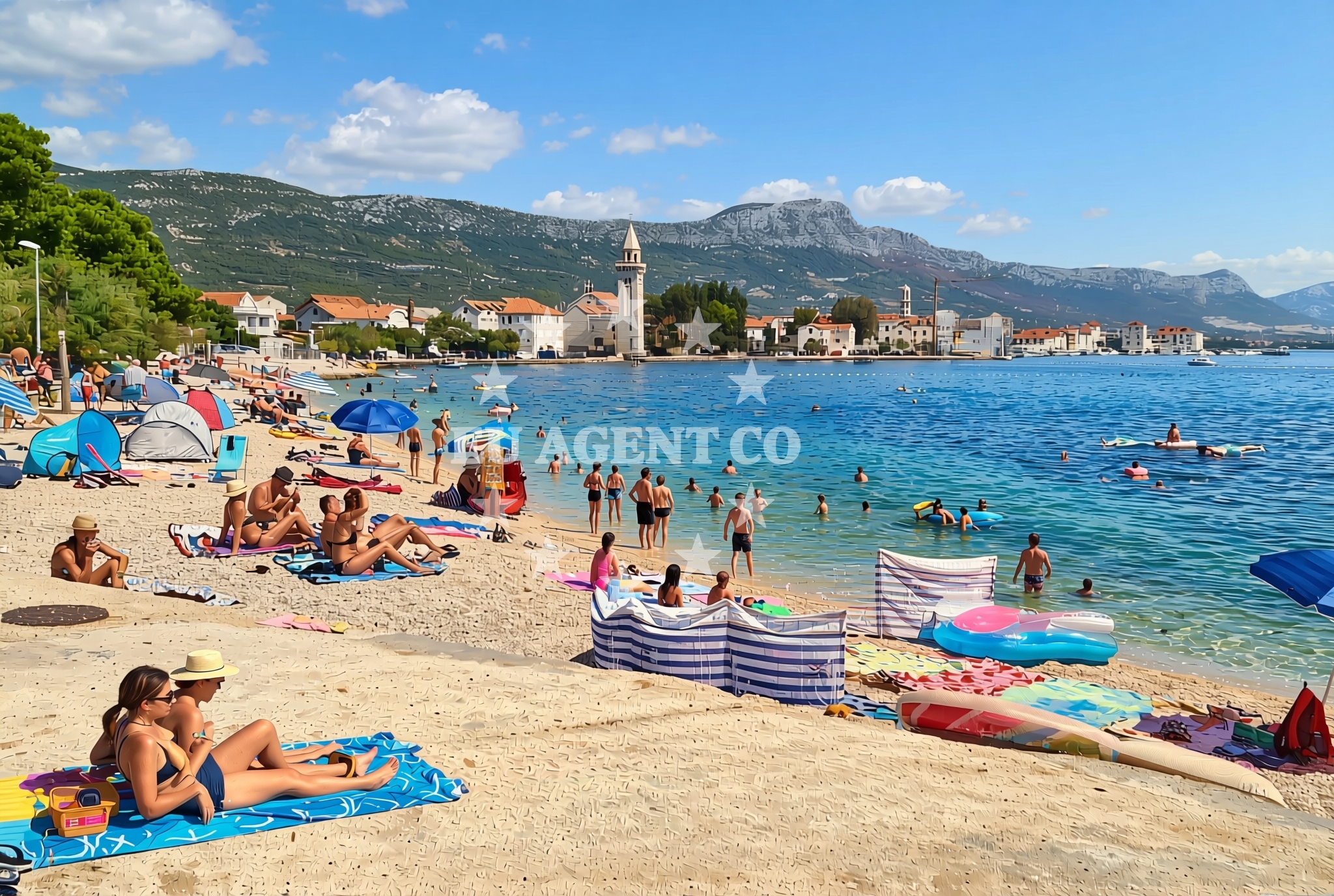 Sea and coastal view of Gabine, Kaštel Štafilić Beach in Gabine