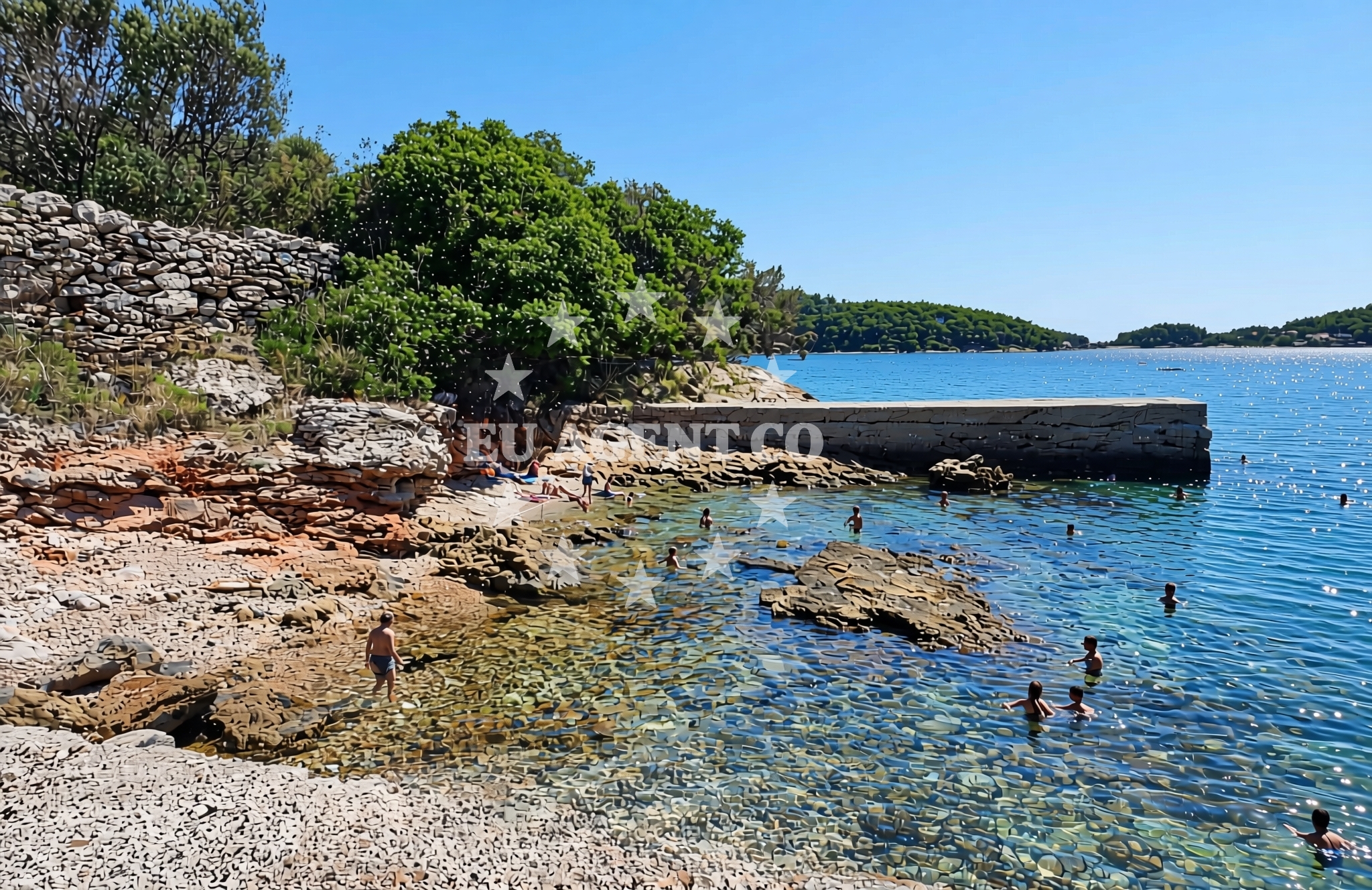 Sea and coastal view of Gabrica zapad, Vela Luka (Korčula) Beach in Gabrica zapad