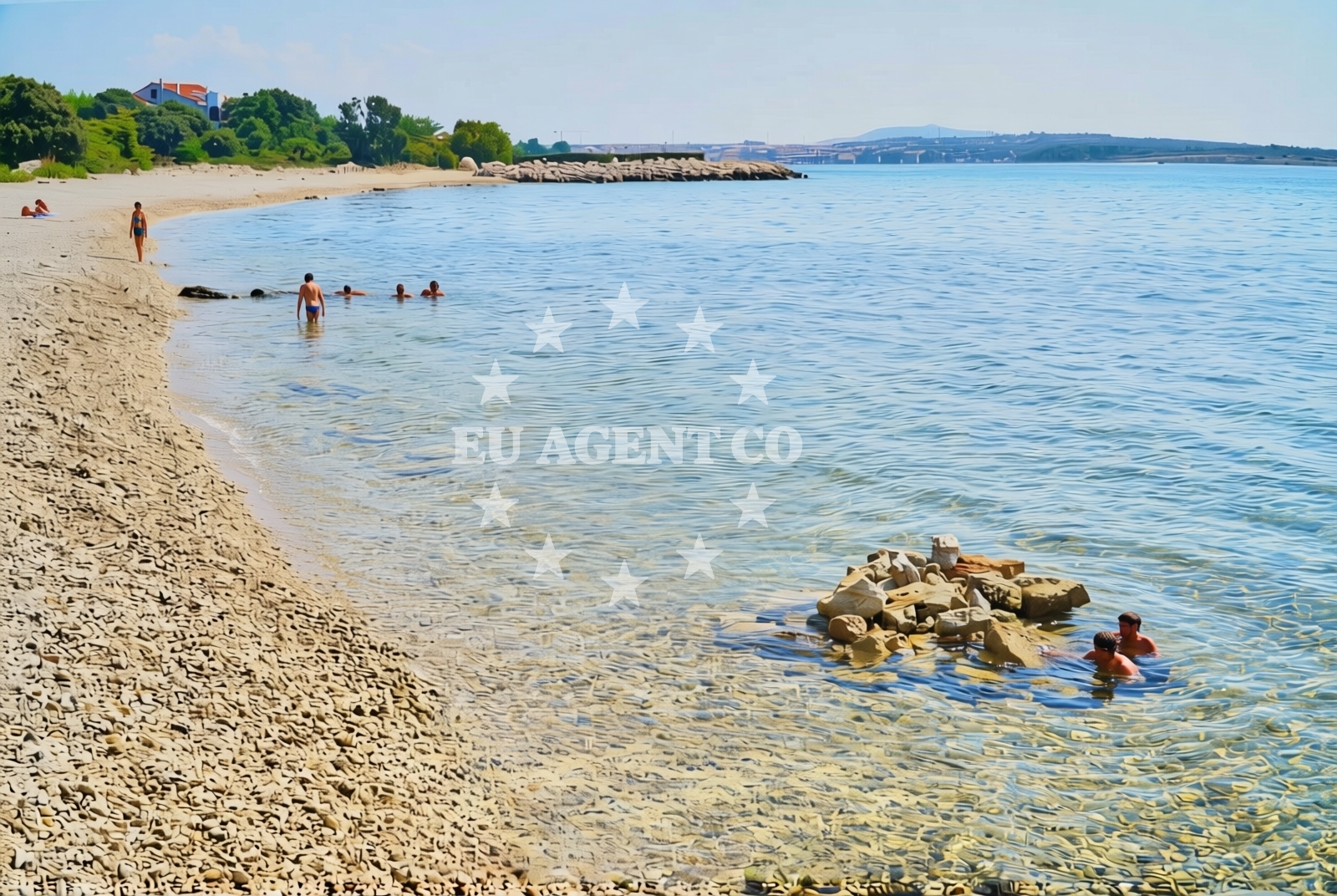 Shoreline and swimming area at Gaj, Novalja (Pag) Beach in Gaj