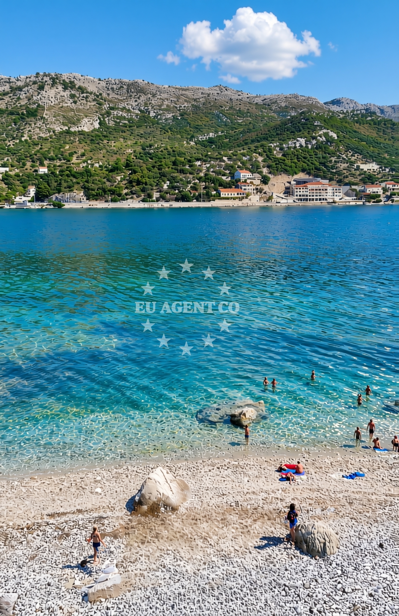 Sea and coastal view of Gaj, Zaton (Dubrovnik) Beach in Gaj