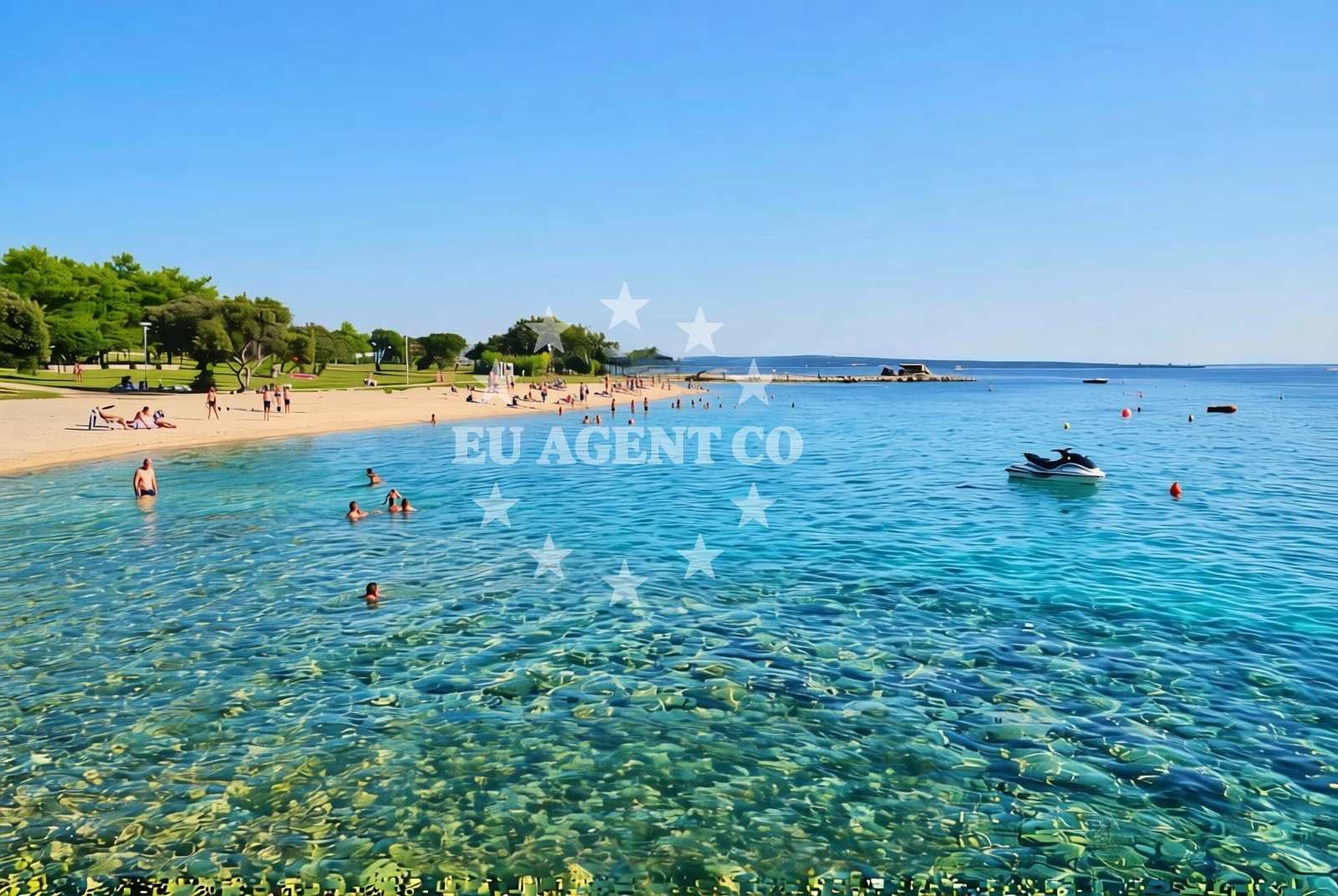 Beach facilities and surroundings at Gajac, Gajac (Pag) Beach in Gajac