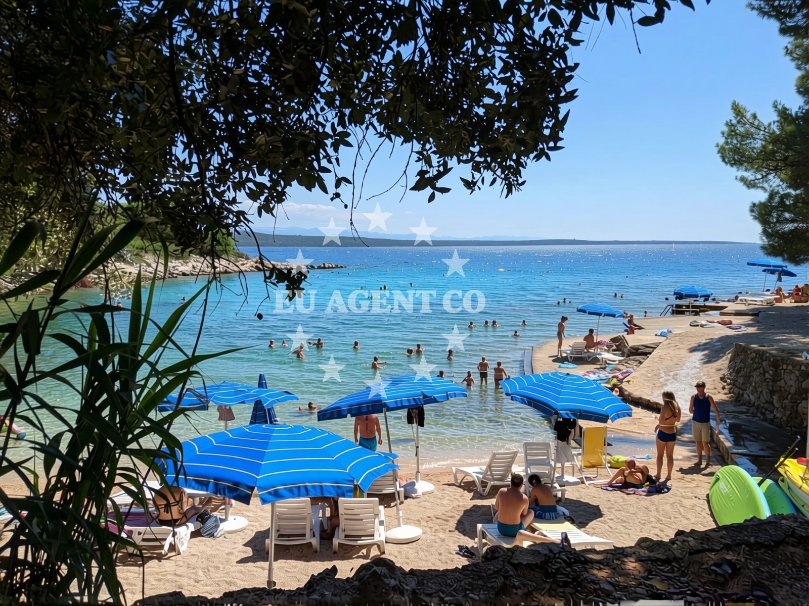 Shoreline and swimming area at Galboka beach in , Nerezine