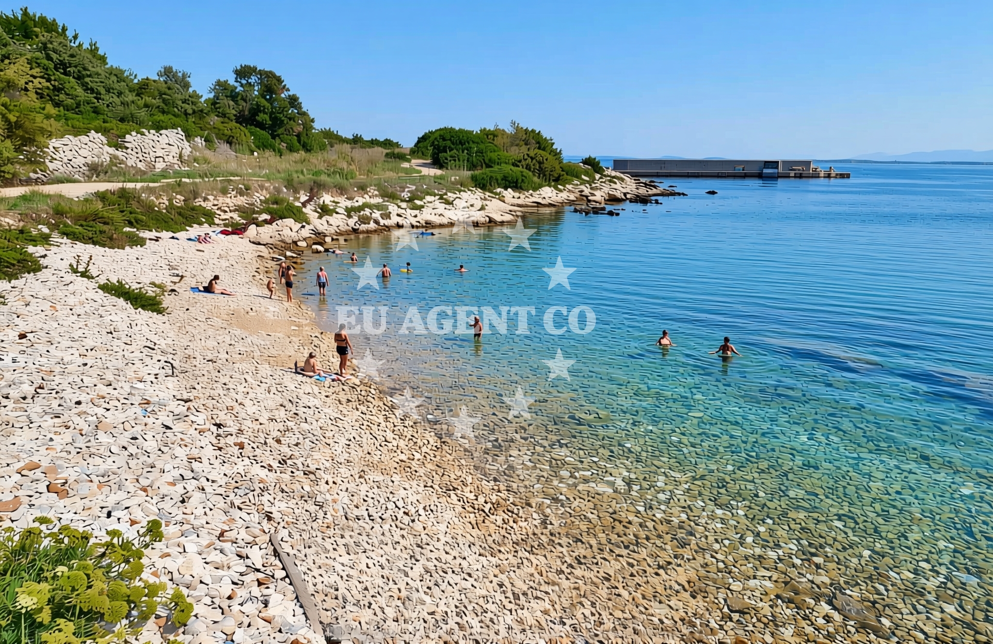 Shoreline and swimming area at Galeb, Silba (Silba) Beach in Galeb
