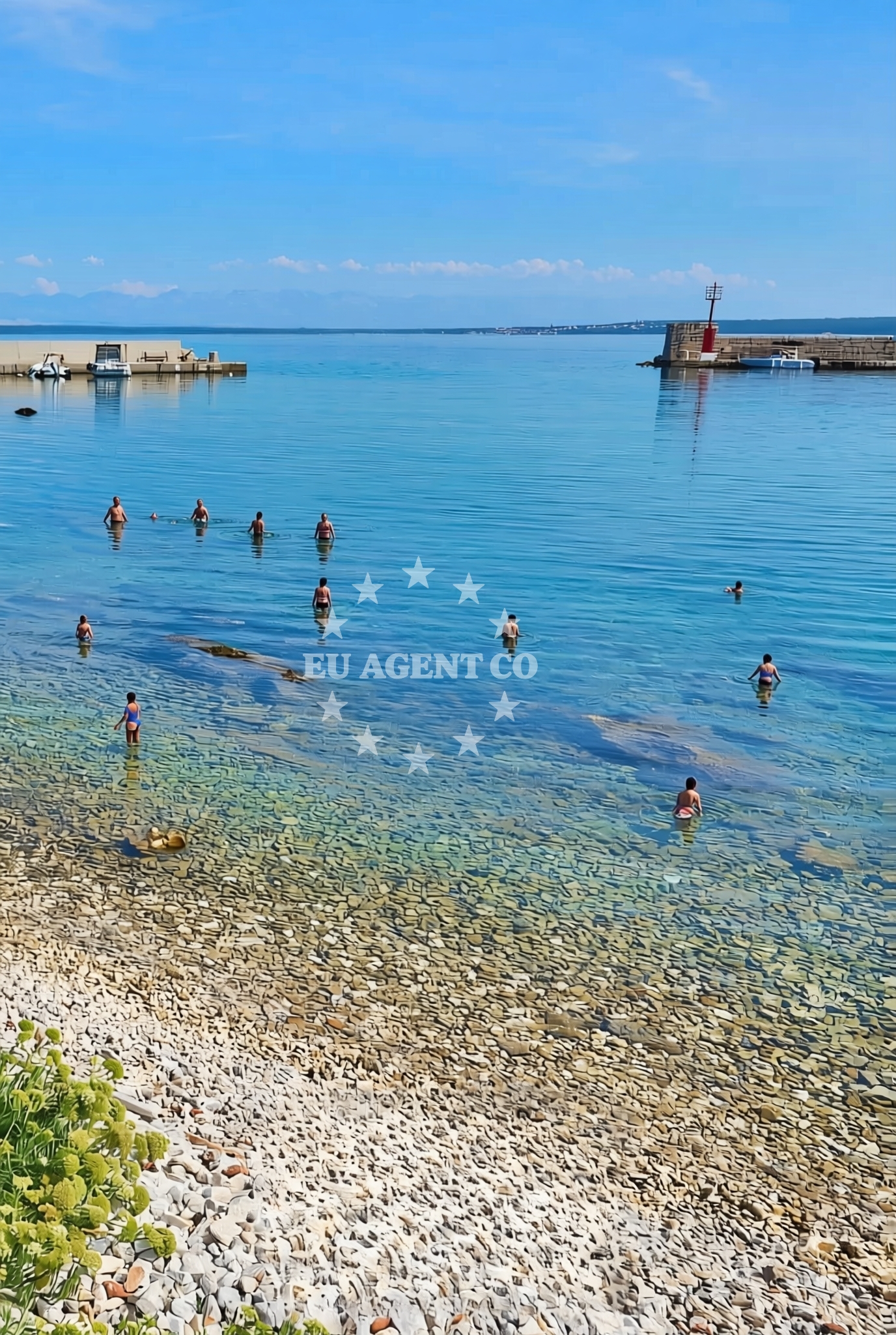 Sea and coastal view of Galeb, Silba (Silba) Beach in Galeb
