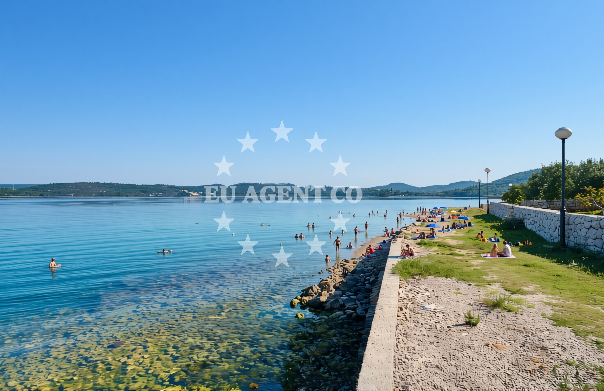 Shoreline and swimming area at Galiotovac, Raslina Beach in Galiotovac